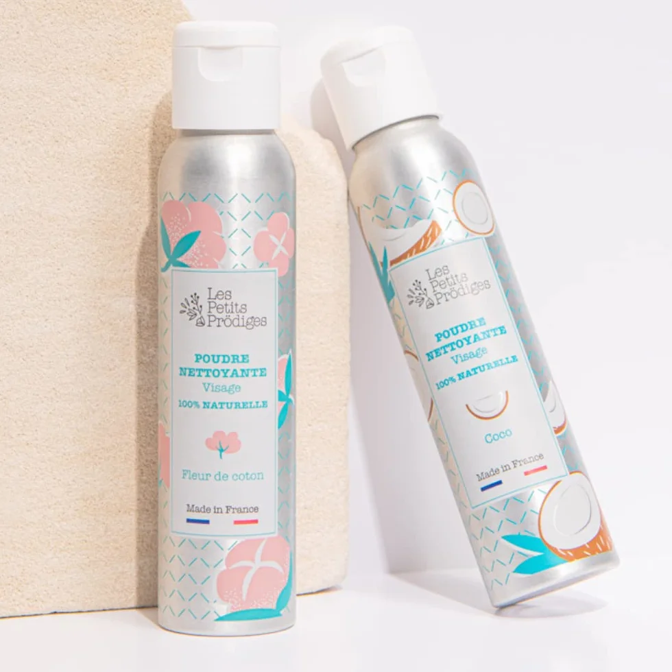 Polvere detergente viso fiore di cotone – 100% naturale senza conservanti – detergente schiumogeno all'acqua – Made in France – non testato su animali – imballaggio riciclabile – Les Petit Prodigies