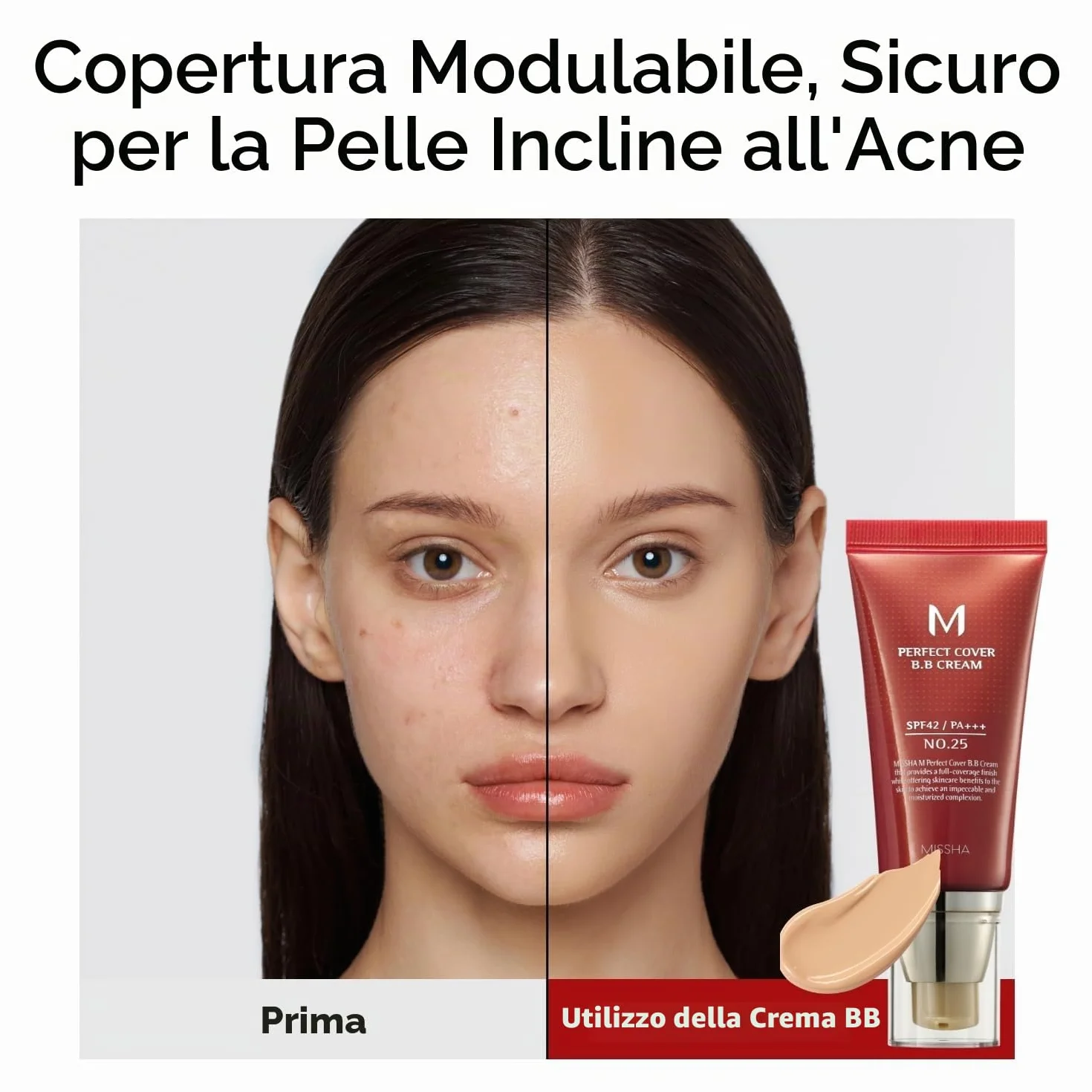 MISSHA M Perfect Cover BB Cream SPF42 PA+++ 50ml #25 Warm Beige – Copertura Media-Alta, Idratazione, Protezione Solare, Finish Naturale, Pelle Radiosa