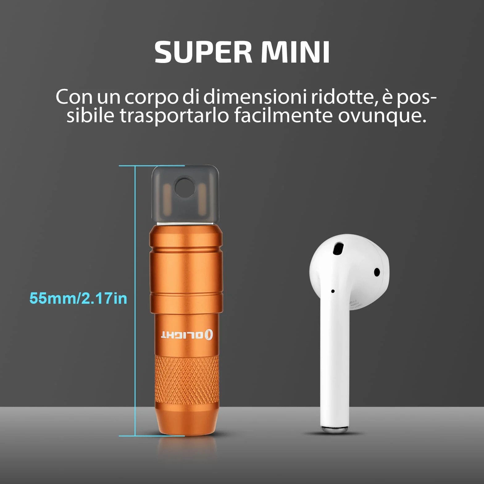 OLIGHT I Mini 2 Mini Torcia Portachiavi a LED con Base Magnetica, Ricarica USB-A, IPX6, 21m, Arancione