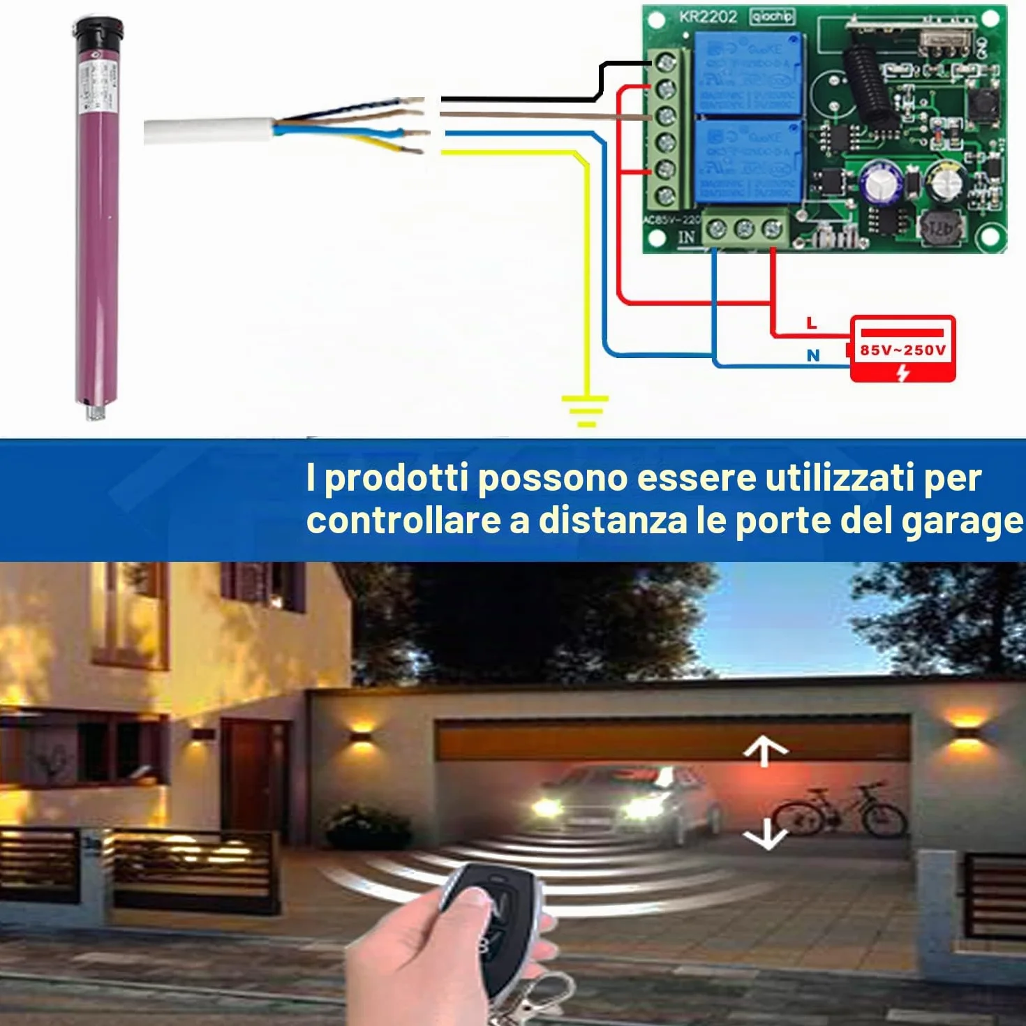 QIACHIP AC 220-240V Interruttore di Controllo Remoto Wireless 433MHz RF 2 Canali Ricevitore Relè con 2 Telecomandi