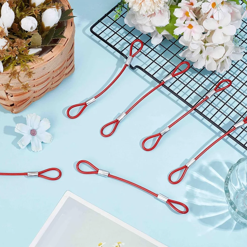 GORGECRAFT Cavo in Acciaio con Anelli Diametro 3mm Lunghezza 15.5cm Rosso