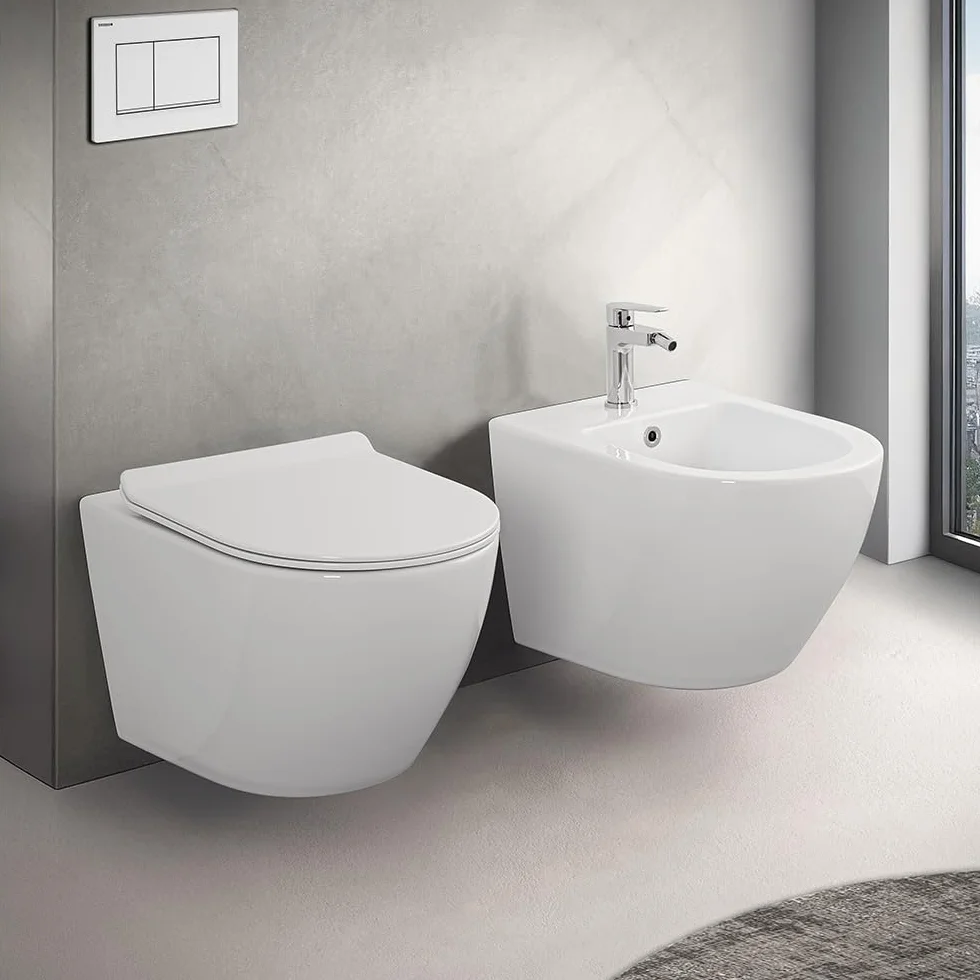 Tokyo Water Sospeso Rimless salvaspazio ceramica bianca design moderno