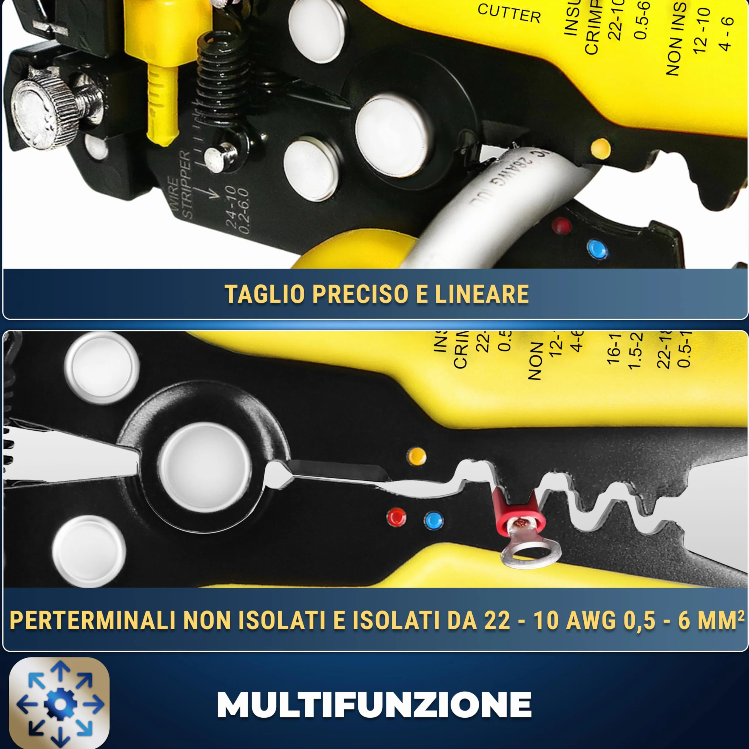 S&R Pinza Spelafili Automatica 205 mm 3 in 1 AWG 24-10 (0,2-6,0 mm²)