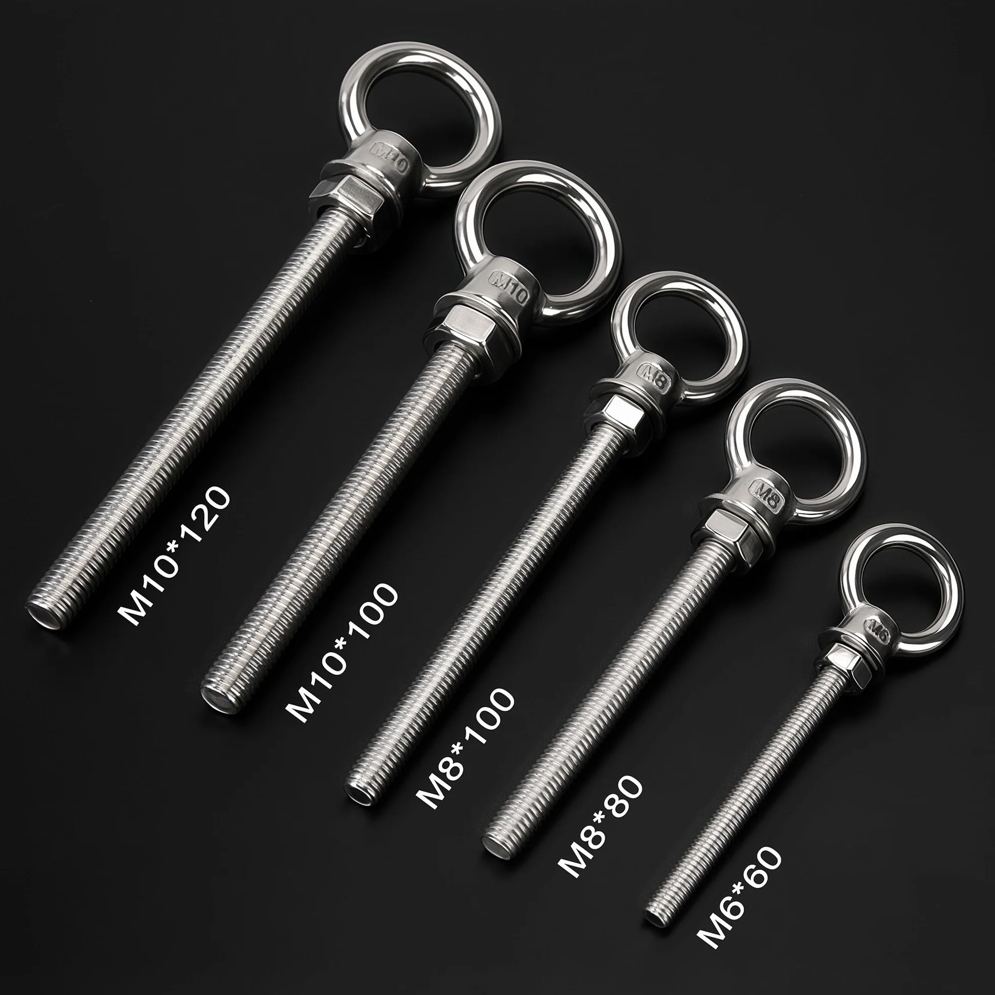Bulloni a Occhiello in Acciaio Inossidabile M6 x 60mm Golfari 4 Pezzi