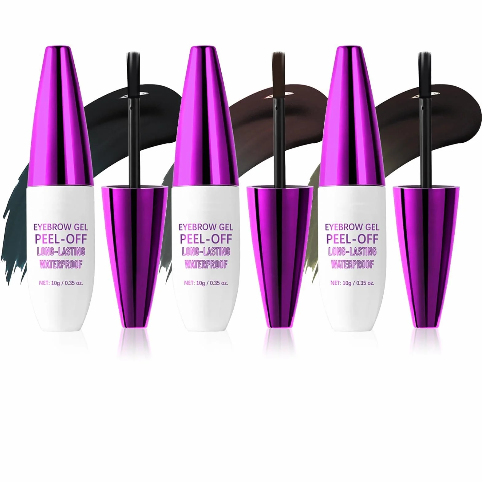 Gel per sopracciglia, gel per sopracciglia, impermeabile, 3 x 10 g, nero, grigio, marrone, 24 ore per modellare le sopracciglia a lunga durata