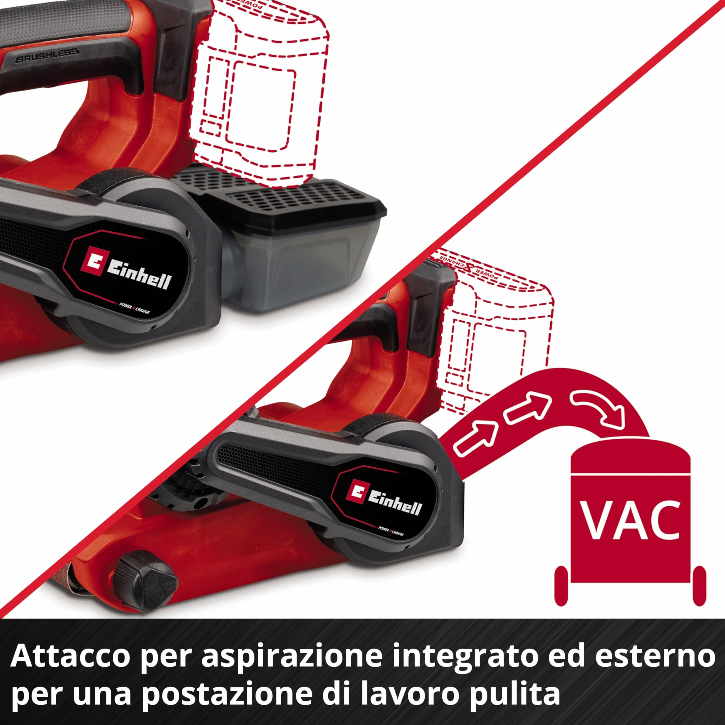 Levigatrice a batteria TP-BS 18/457 Li BL-Solo Power X-Change Einhell 18 V Brushless 3 nastri abrasivi 457x75 mm