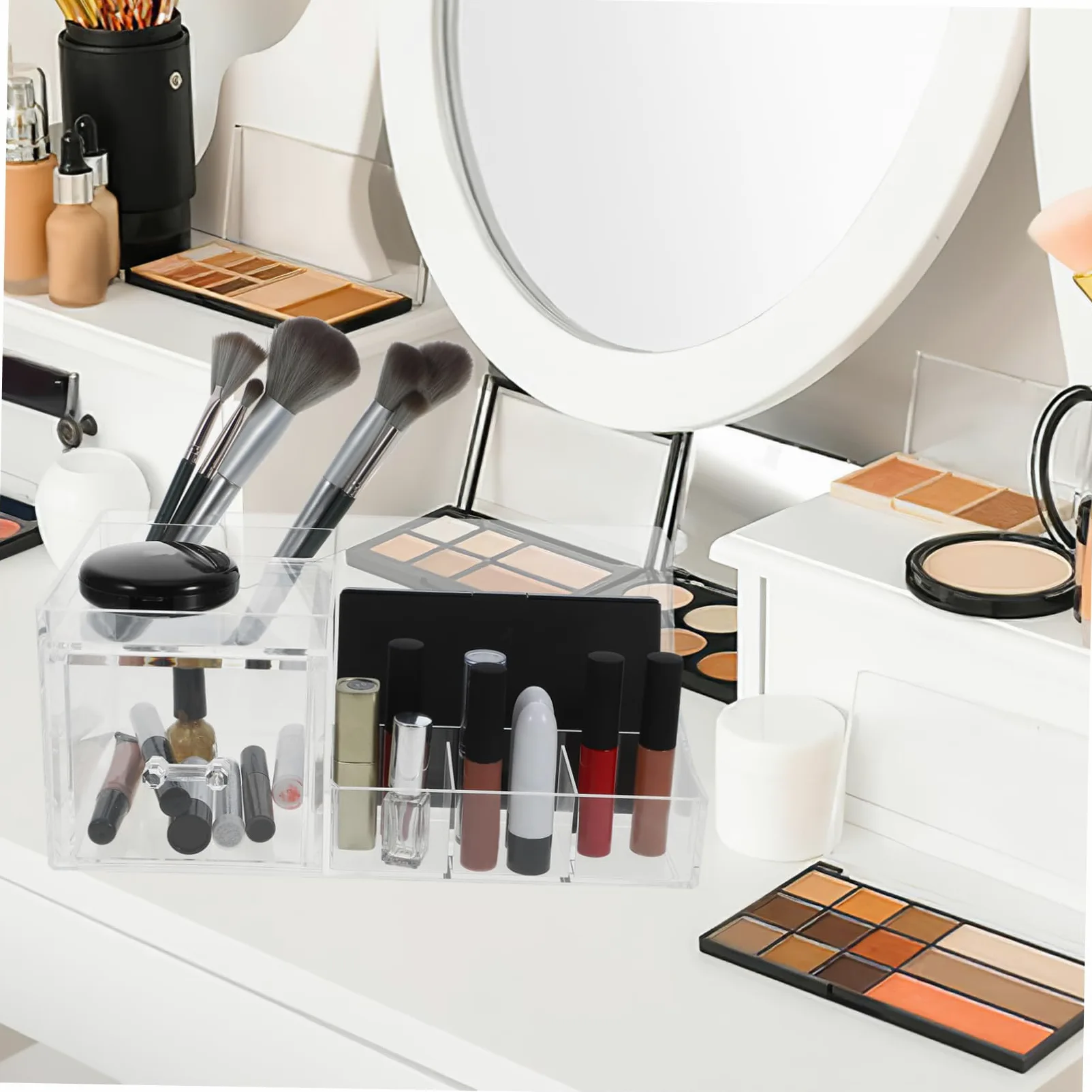 Scatola di Stoccaggio per Cosmetici Skincare Storage, Organizer Trucchi Cassetti Multipli in Ps, Raffinato e Salvaspazio per Bagno e Tavolo | Organizer da Toeletta, Stile Sobrio e Raffinato, Pulizia Facile, Soluzione Salvaspazio per Tenere Tutto Ordinato