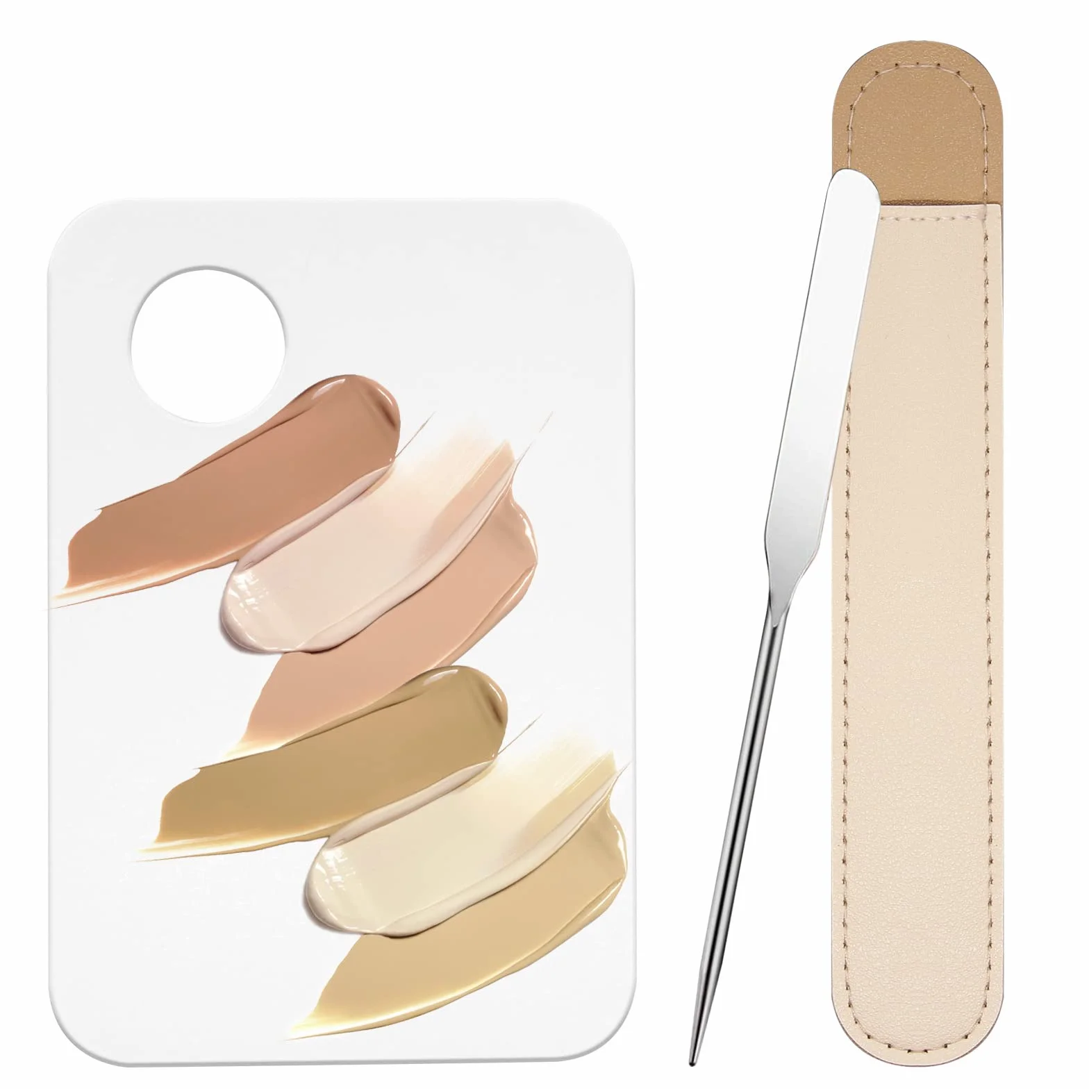Set coreano di spatole per trucco, vassoio per palette di miscelazione trucco acrilico con strumenti per trucco spatola raschietto per fondotinta cosmetico, set di palette per miscelare fondotinta