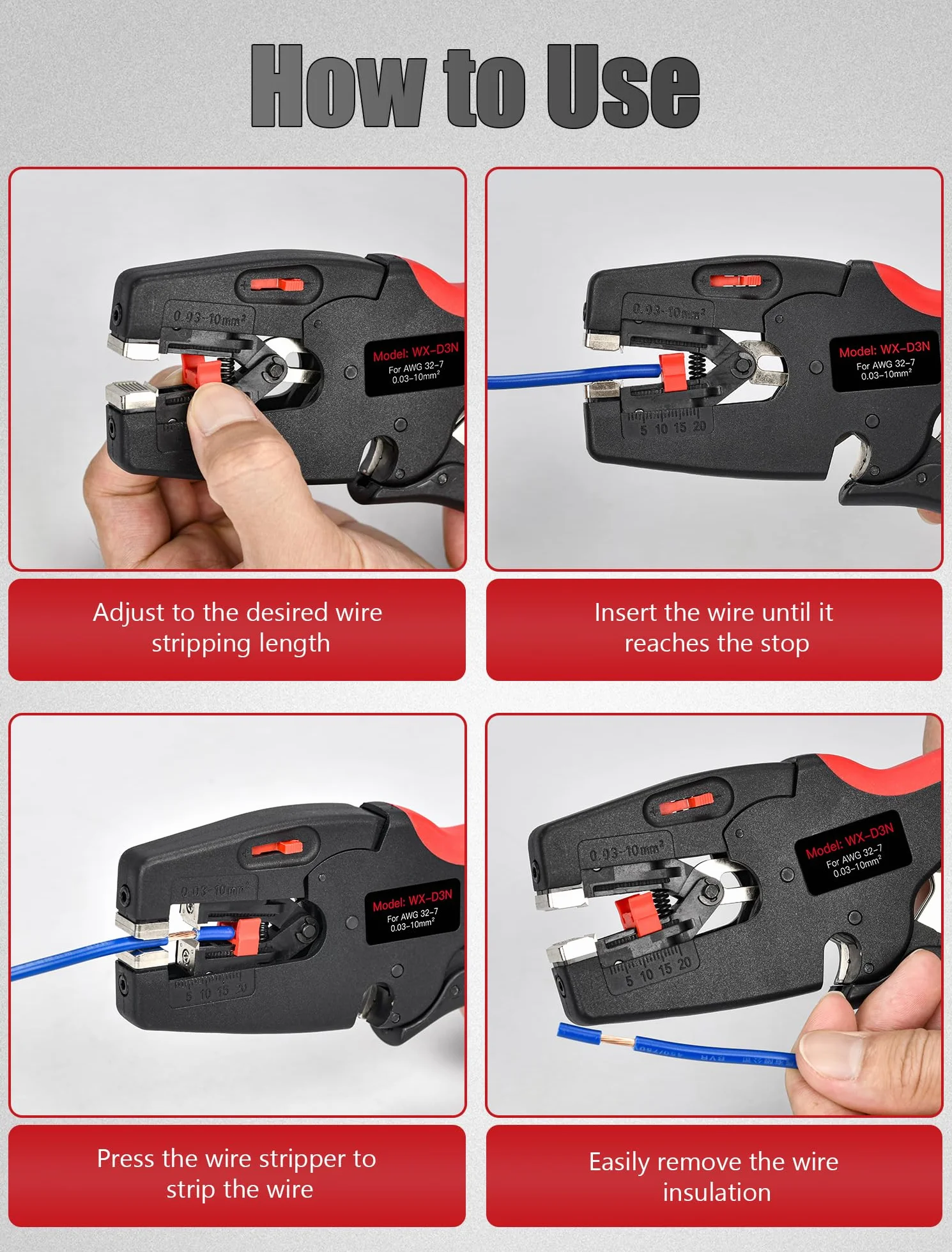 Pinza Spelafili Automatica 2 in 1 Spellacavi Elettrici con Ganasce Autoregolanti 0,03-10mm²