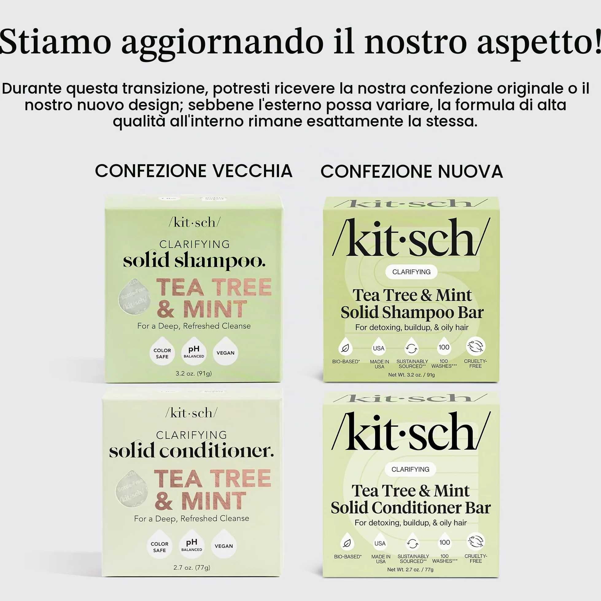 Kitsch Tea Tree Shampoo & Balsamo Set - Shampoo Antiforfora Bar & Balsamo Bar - Cura dei capelli per tutti i tipi di capelli - Senza parabeni, solfati e silicone - 2 pezzi