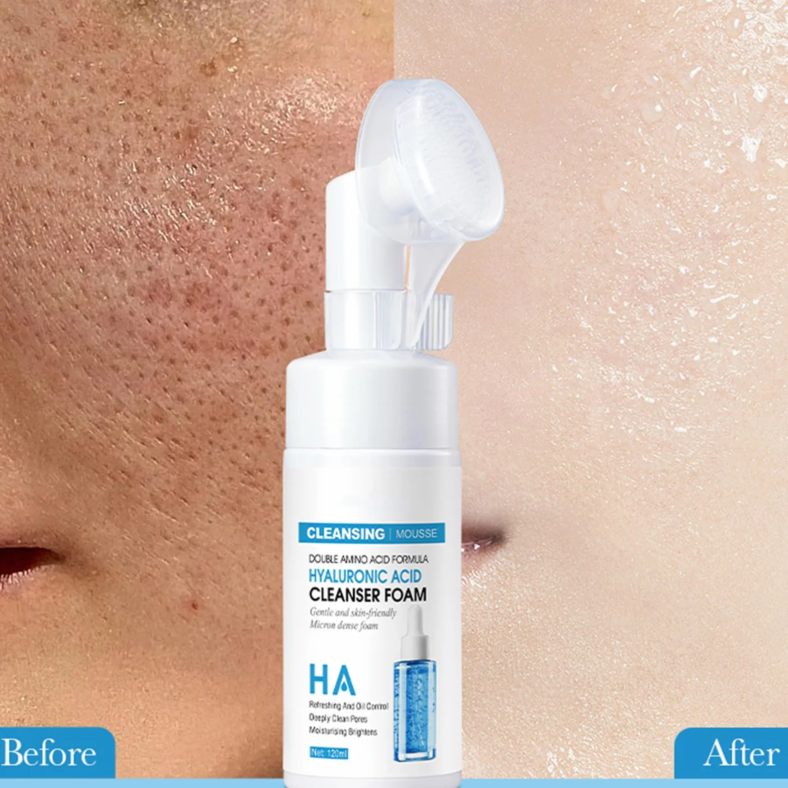 Mousse detergente, schiuma detergente fine organica, cosmetici naturali Schiuma detergente per il viso Schiuma detergente idratante per il viso