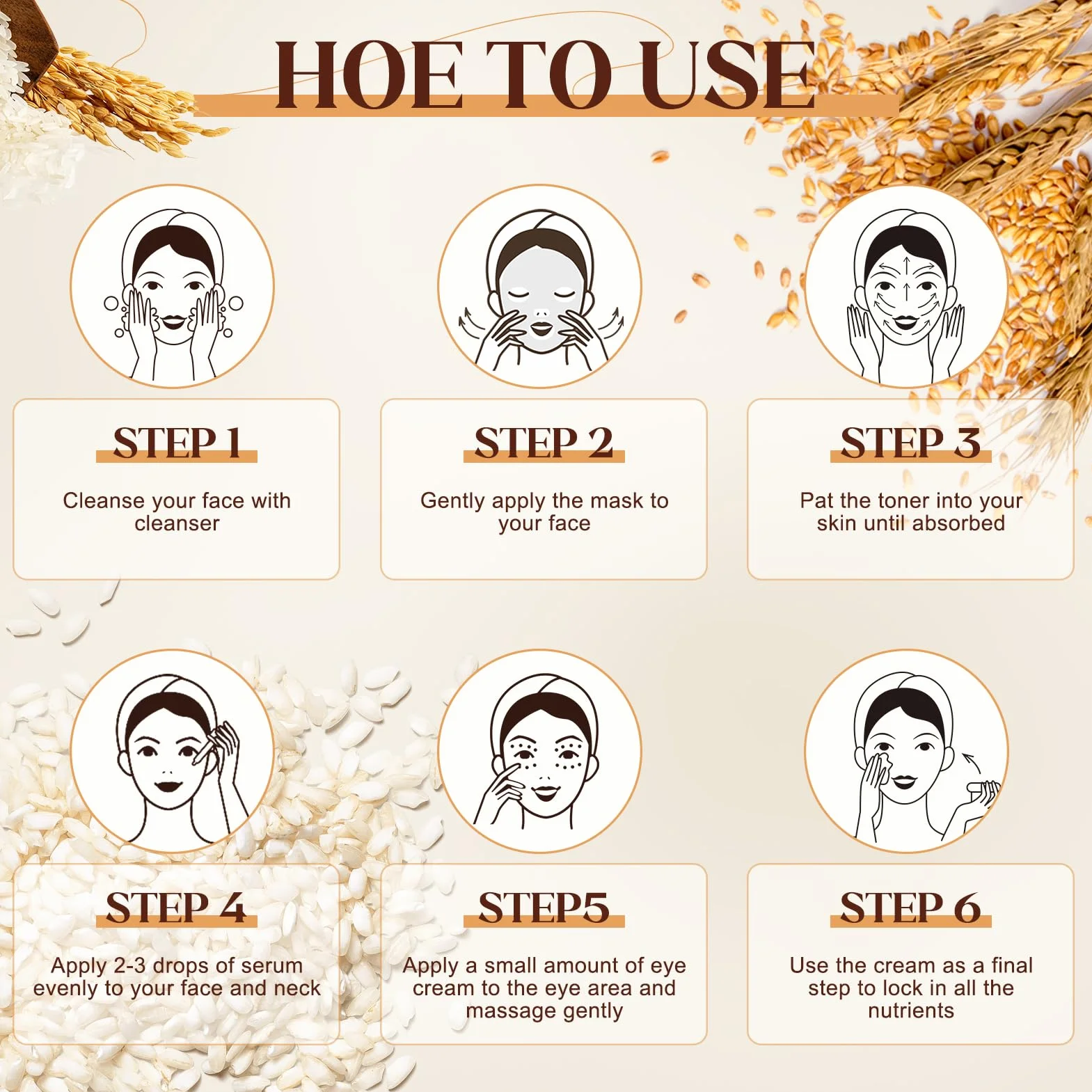 9 Pezzi Riso Kit Skincare Viso Completo, Skincare Coreana Kit, Set skincare viso Completo con Detergente viso, Maschera Coreana, Rice Toner, Crema Visos, Contorno Occhi, Siero Visos
