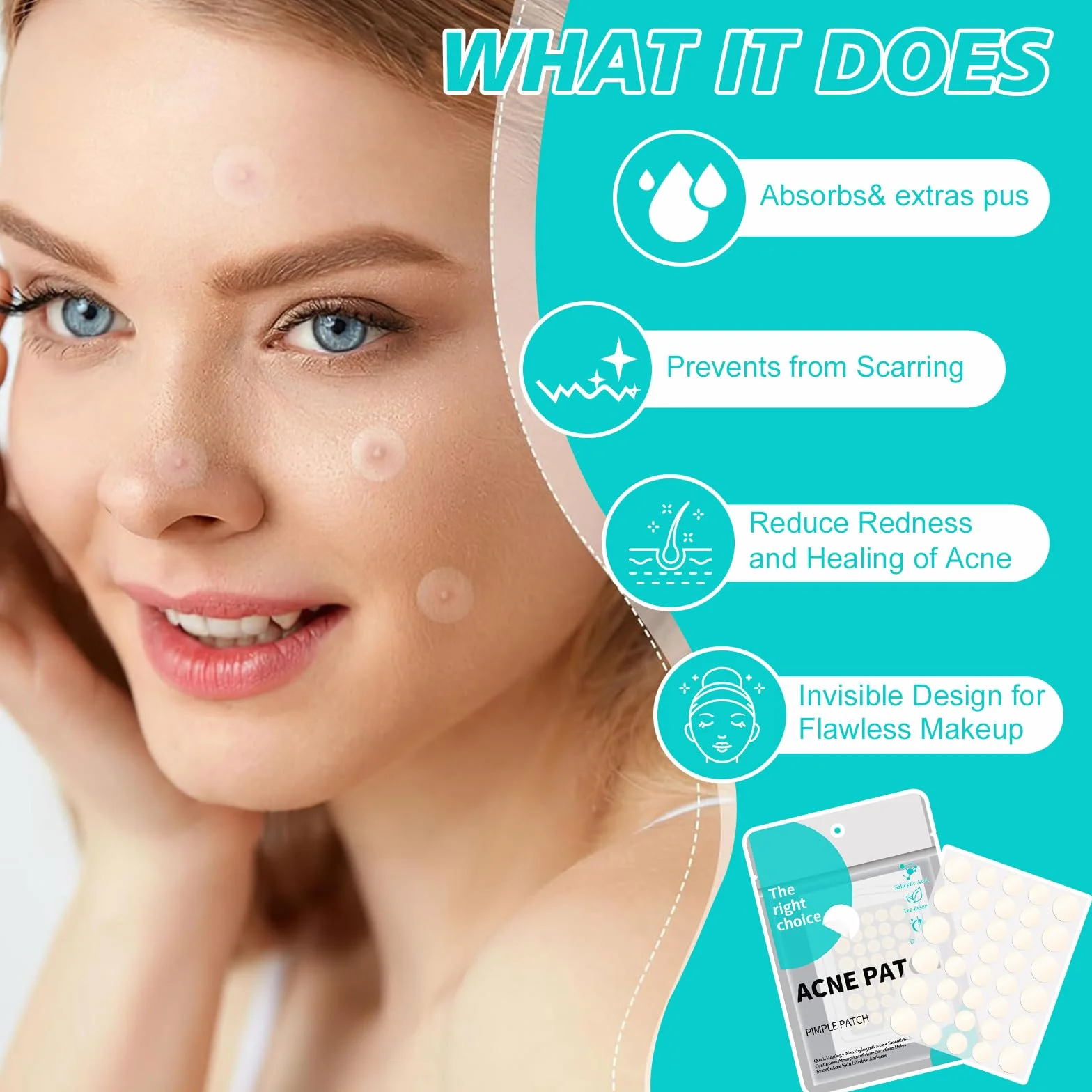 Cerotti per Brufoli 306 Pezzi con Olio dell'Albero del Tè e Acido Salicilico - Patch Brufoli Acne Invisibili, Impermeabili e Traspiranti per Giorno e Notte, Rimuovono Velocemente i Brufoli e l'Acne
