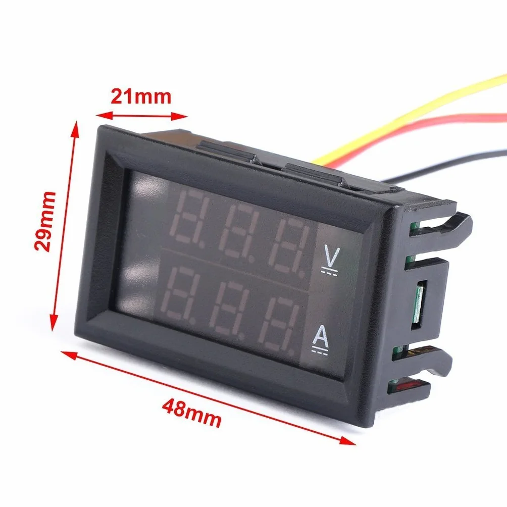 Amperometro voltmetro digitale LED 100V DC 100A doppio display misuratore tensione corrente con shunt