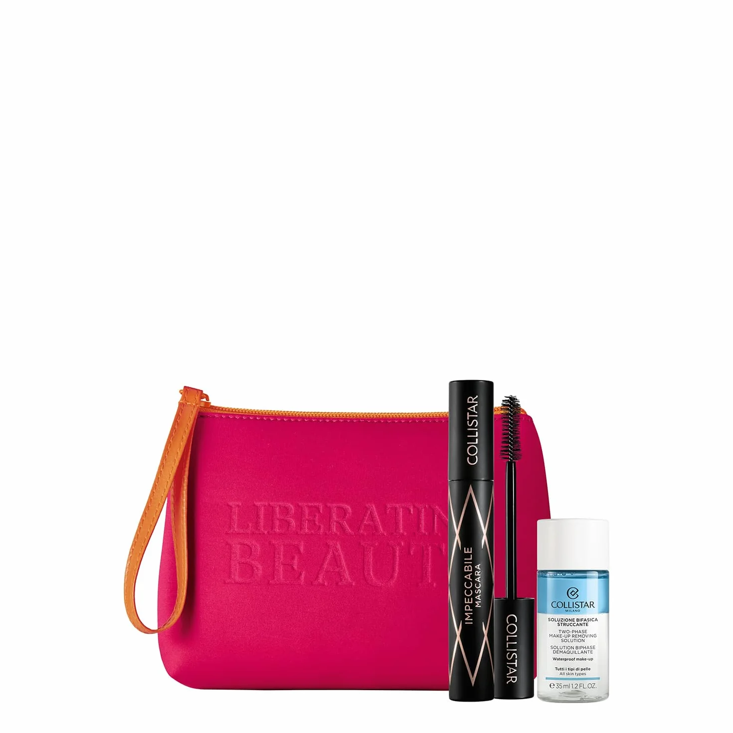 Collistar Cofanetto Make-Up Regalo Donna, Mascara Impeccabile Nero 14 ml + Struccante Bifasico 35 ml, Pochette, Set Regalo Occhi, Volume, Lunghezza e Definizione
