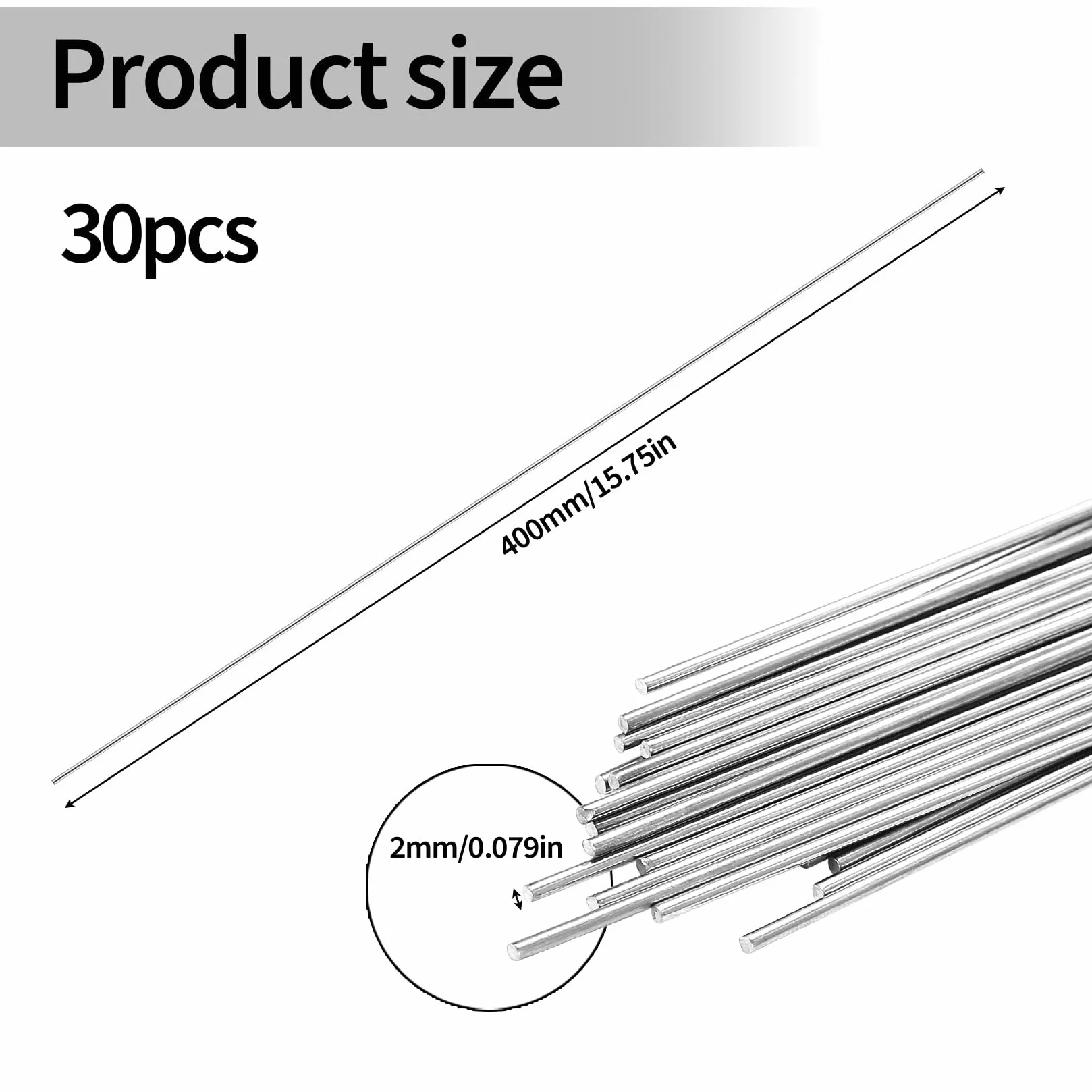 Fili in Acciaio Inossidabile 400 mm x 2 mm 30 Pz per Modellismo RC