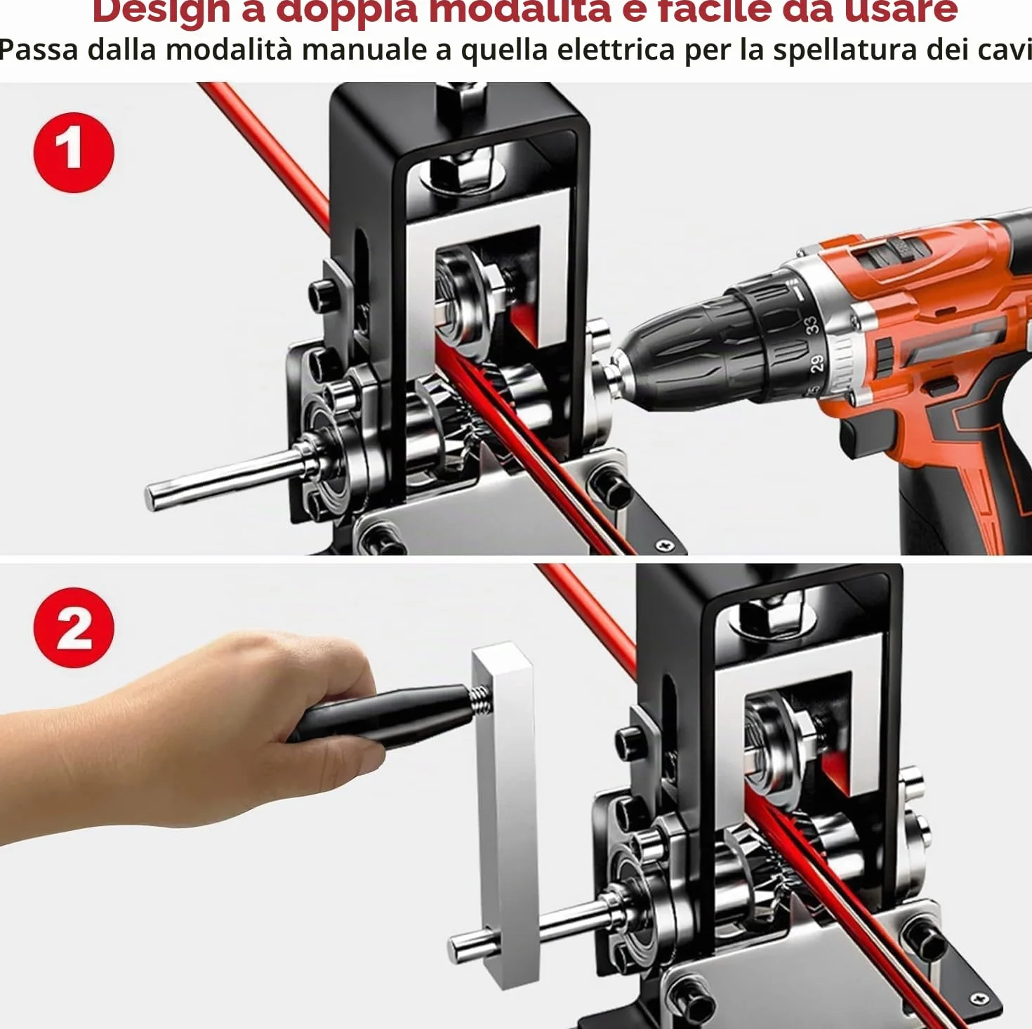 Pinza Spelacavi Elettrici 1-25 mm per Cavo Rame a Manovella o Trapano