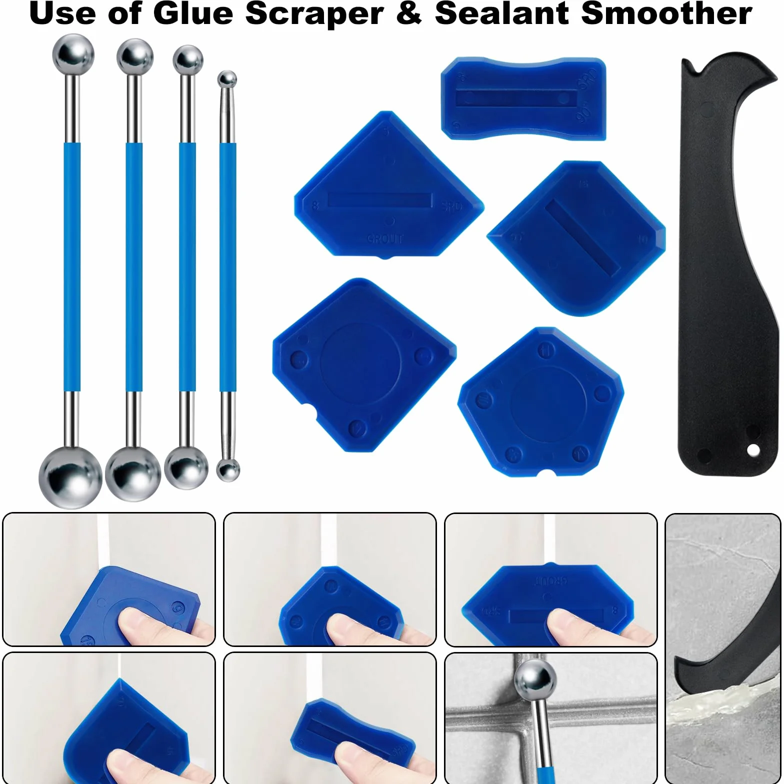 Mooshy 5 in 1 Strumenti per Calafataggio Silicone Kit Rimozione Sigillante per Cucina Bagno Piastrelle