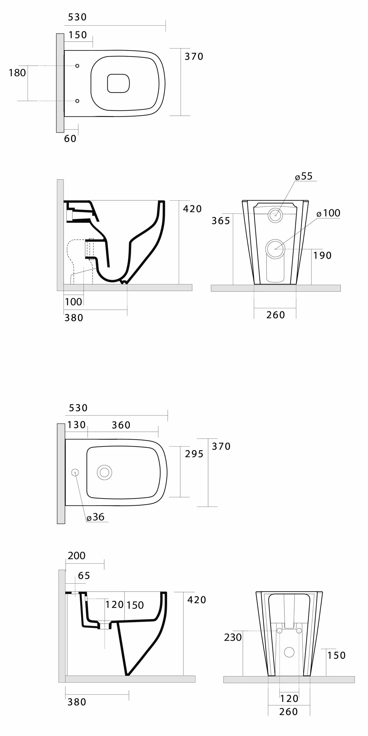Sanitari bagno a terra filo muro Wc rimless copriwc soft close bidet mod. Nook