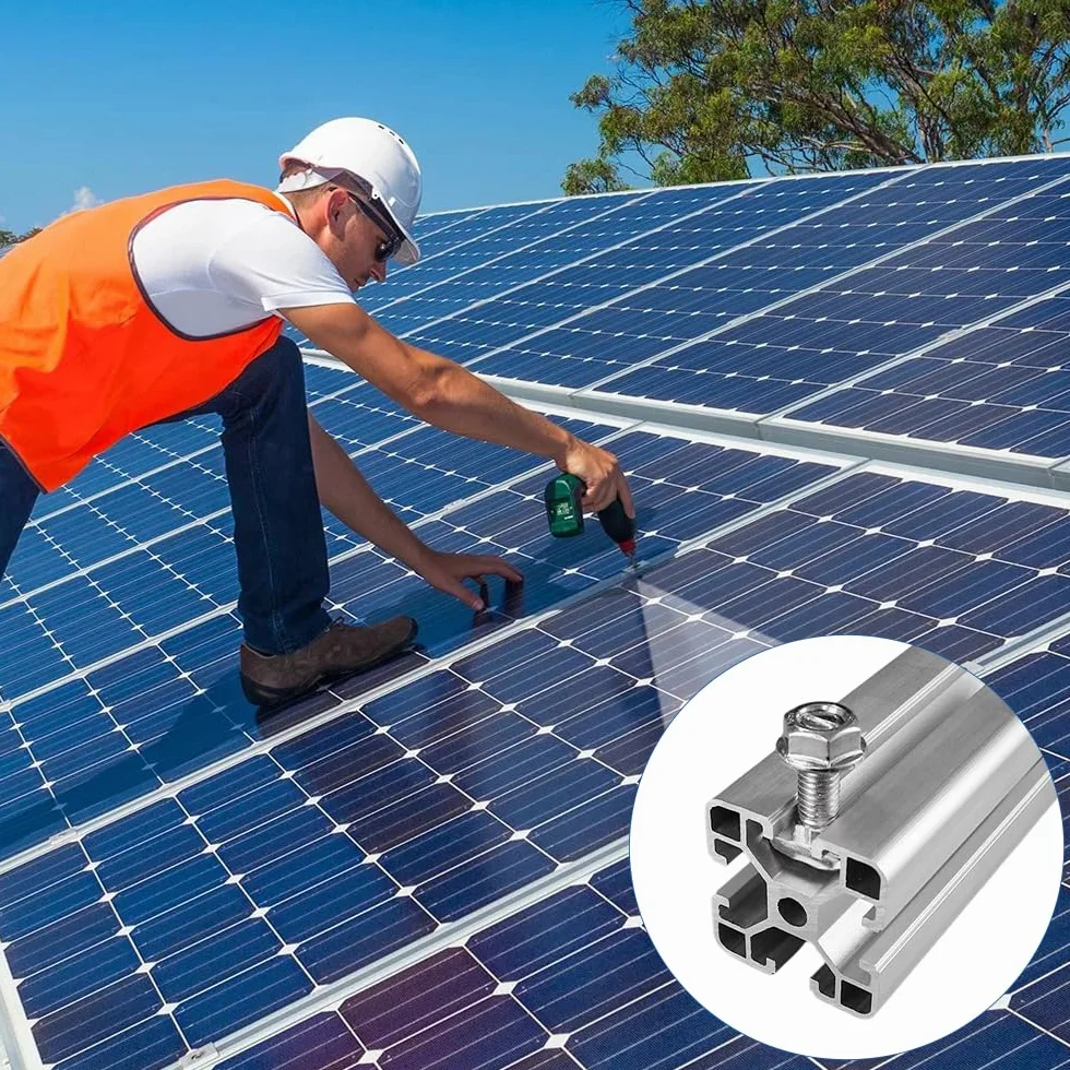 M8 x 20 mm Slot Viti a Testa Martellata con Dadi Flangiati Set, Bulloni a T in Acciaio Inossidabile per Montaggio Fotovoltaico