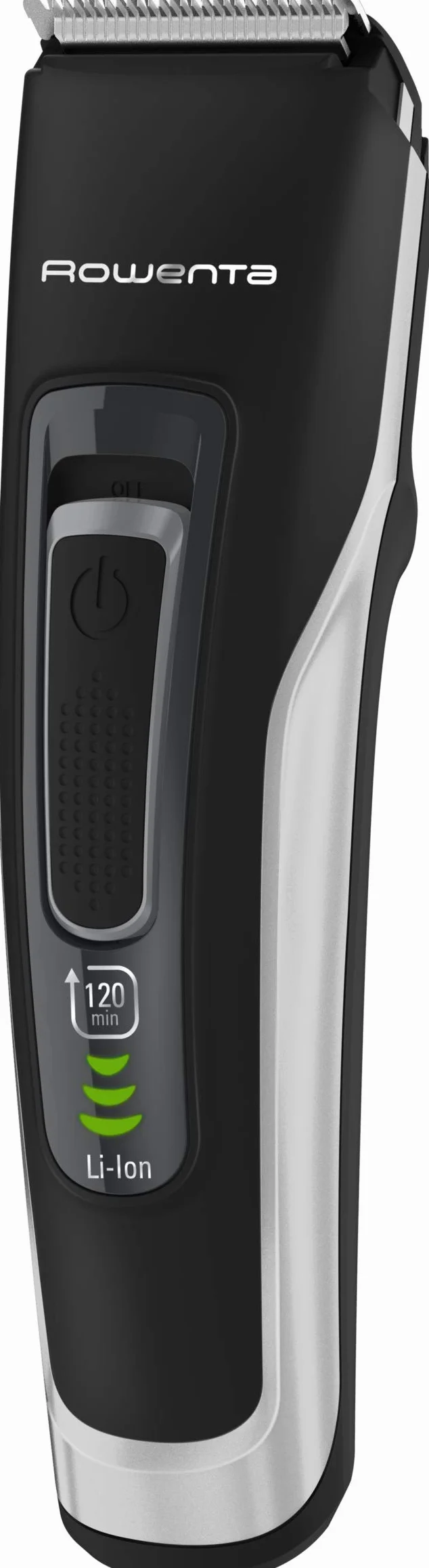 Rowenta TN5201 Advancer, Tagliacapelli, Lame autoaffilanti in acciaio Inox progettate per durare 15 anni, 29 lunghezze di taglio, 120 minuti di autonomia, Design compatto, Nero/Grigio