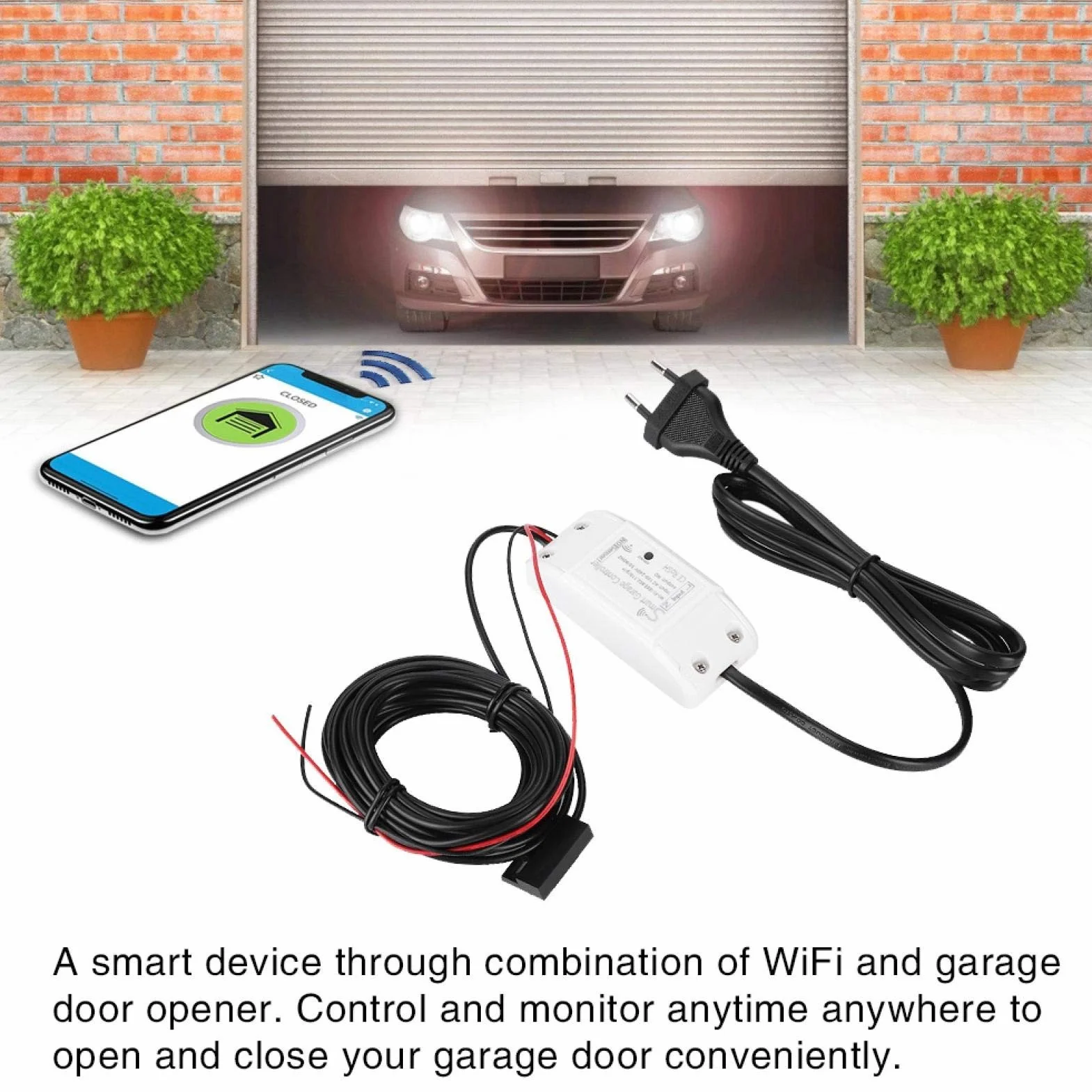 Demeras Apriporta Garage Smart WiFi, Door Opener Apricancello Intelligente con Telecomando