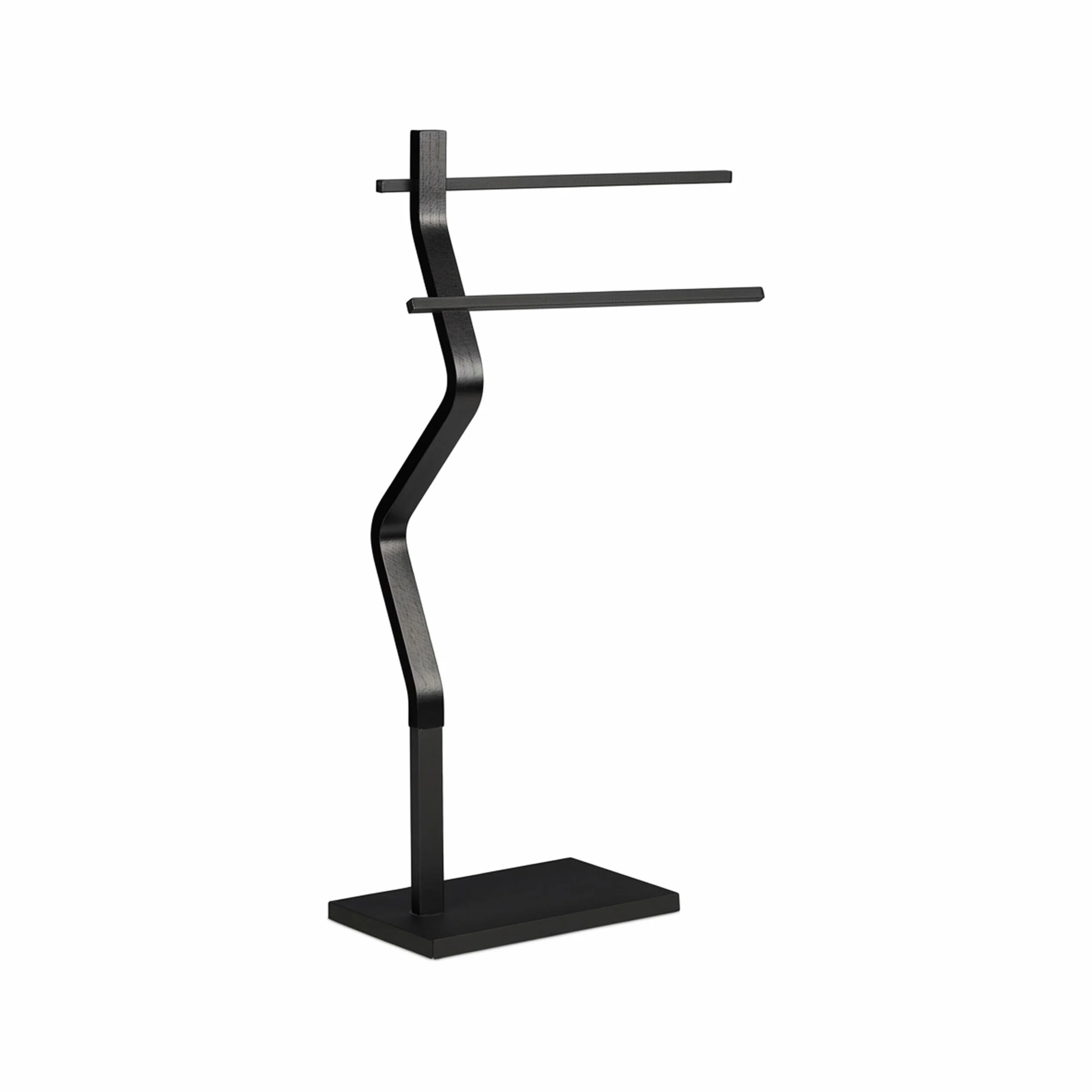 Relaxdays Piantana Portasciugamani Autoportante 2 Bracci Acciaio MDF 85x43,5x20 cm Nero