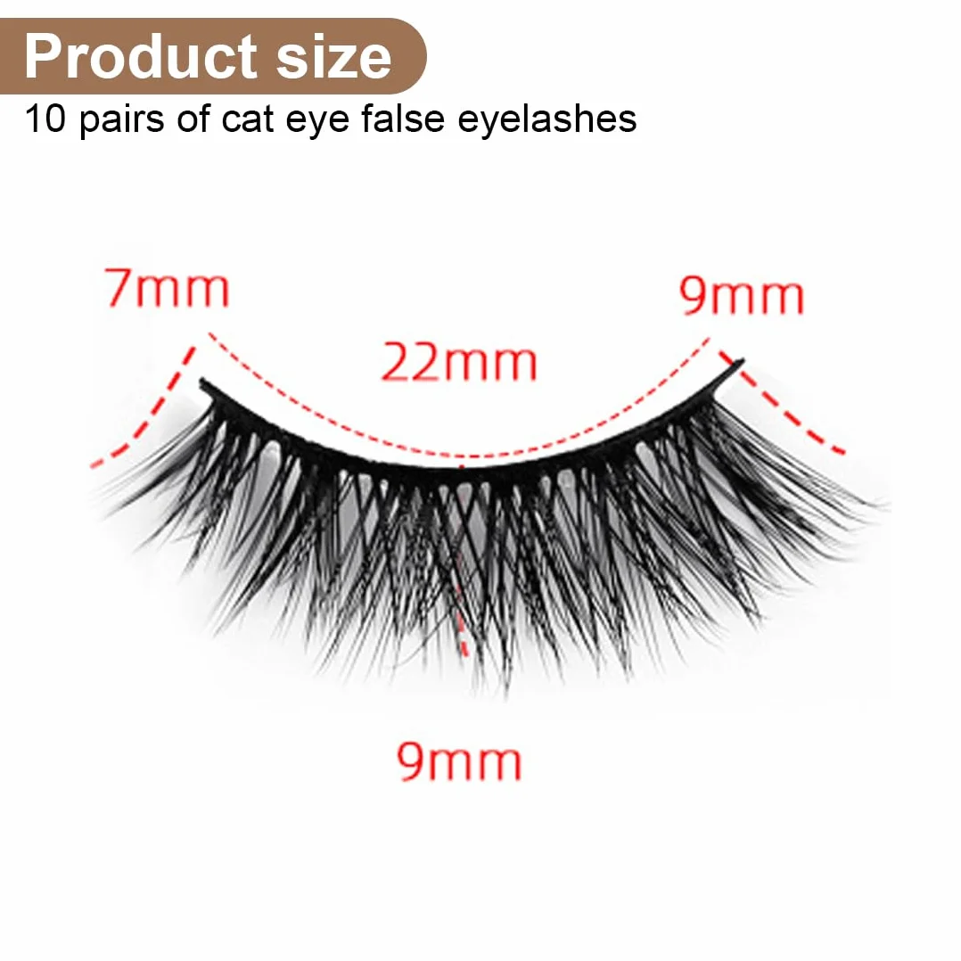 Ciglia finte 10 paia di mezze ciglia finte ciglia naturali cat eye mezze ciglia 3D ciglia ad angolo cat eye