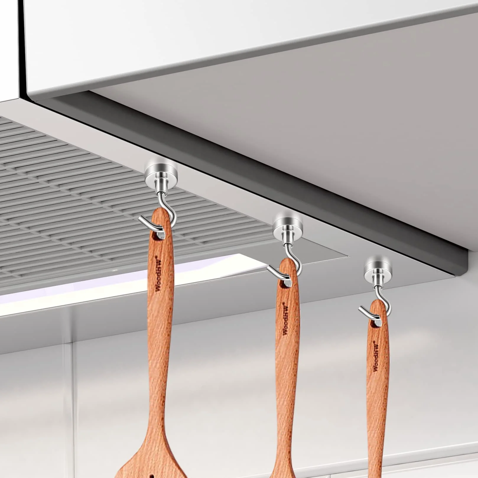 Ganci Magnetici Extra Forti 10 Pezzi, Magnete Neodimio Potente, Supporto Gancio Argento per Soffitto Frigorifero