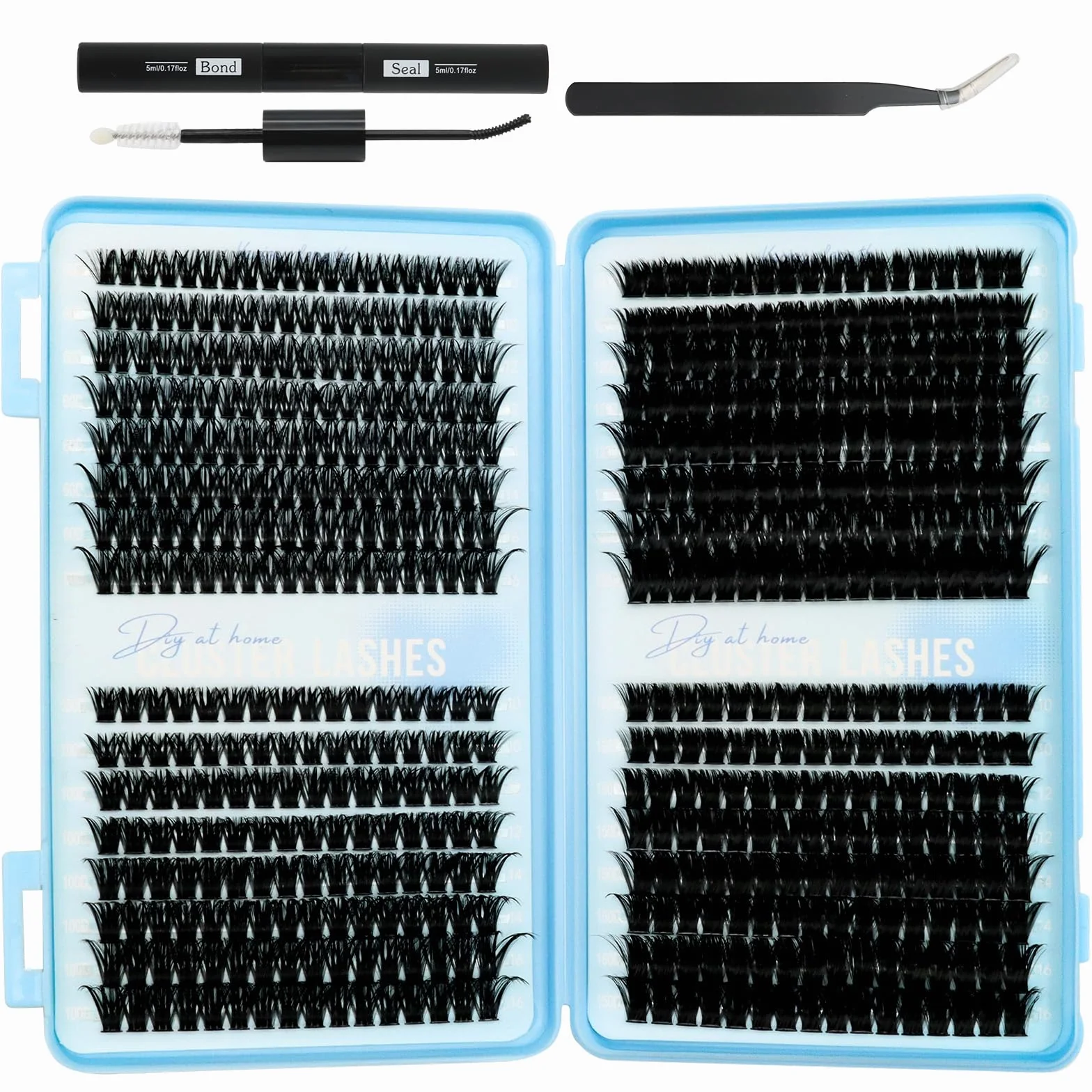 VEGCOO 560 Pezzi Ciglia Finte Extension Ciglia, 60-100-120-150D Curl Ciglia Finte Ciuffetti, 10-16mm Kit di Extension per Ciglia, DIY Eyelash Extension per Ragazze e Donne Principianti