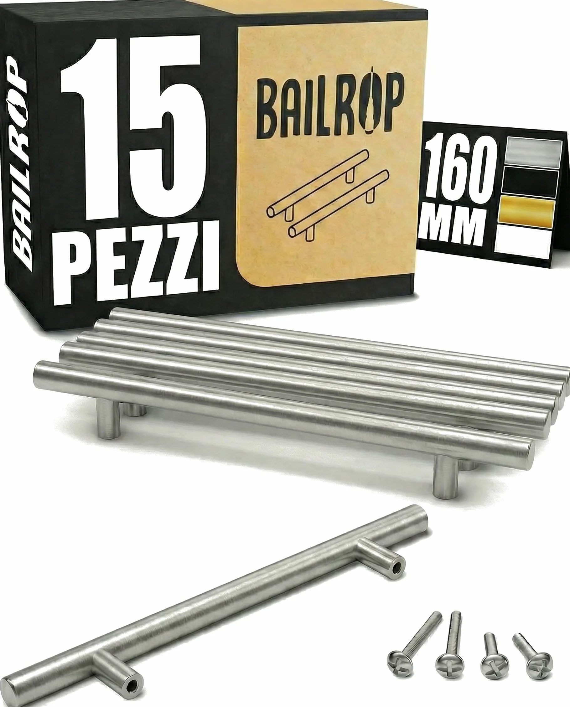 Maniglie per Mobili da Cucina 160MM 15 pezzi Inox Argentate