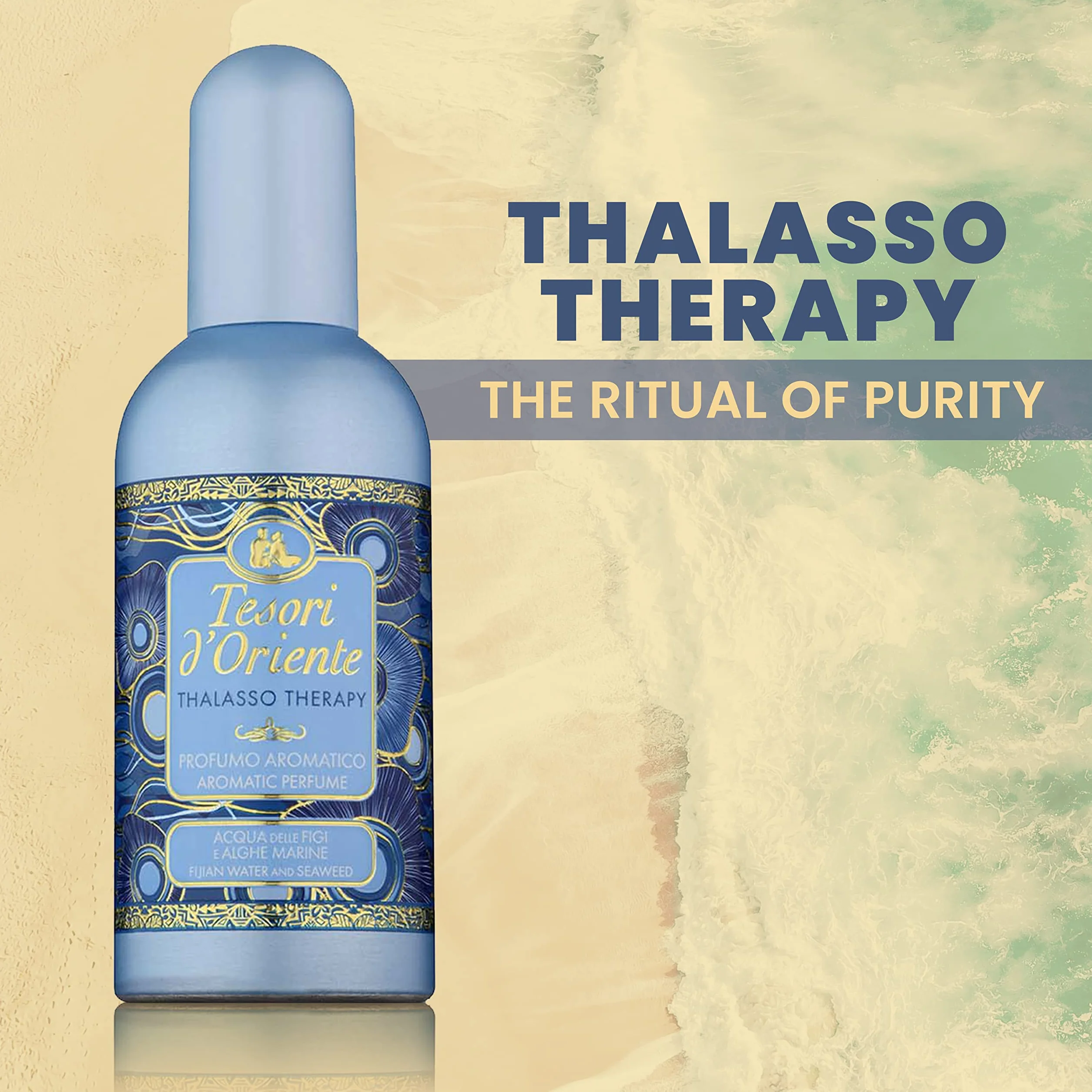 Tesori d'Oriente - Profumo Aromatico Thalasso Therapy, dalla Fragranza Marina, Note di Bergamotto, Lavanda, Patchouli e Muschio Bianco, 100ml