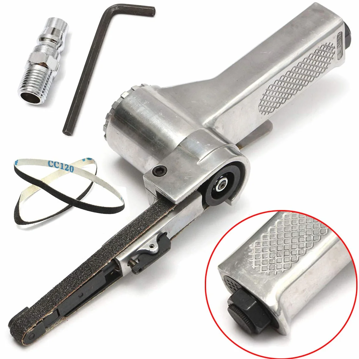 Levigatrice a Nastro Pneumatica 10mm 330mm con 25 Nastri Levigatura Strumento Lucidatura Auto