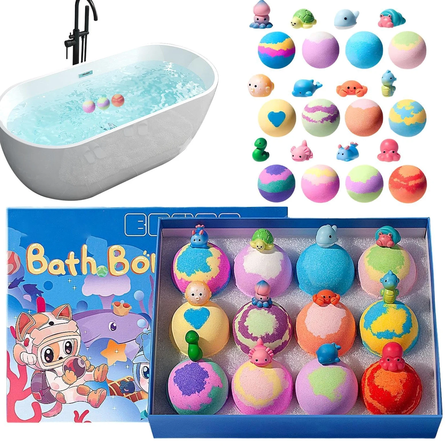 Bombe da Bagno Effervescenti 12 Pezzi Effervescenti Rinfrescanti Colorato | Bombe da Bagno Schiumose Regalo Idea per Adolescenti Famiglia Bambini Ragazzi Ragazze Figlio Figlia