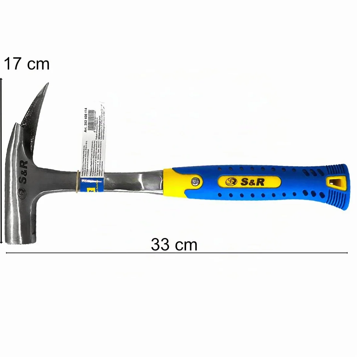 S&R Martello da Carpentiere Muratore 600gr Testa Acciaio Inox C50 Tirachiodi Calamita