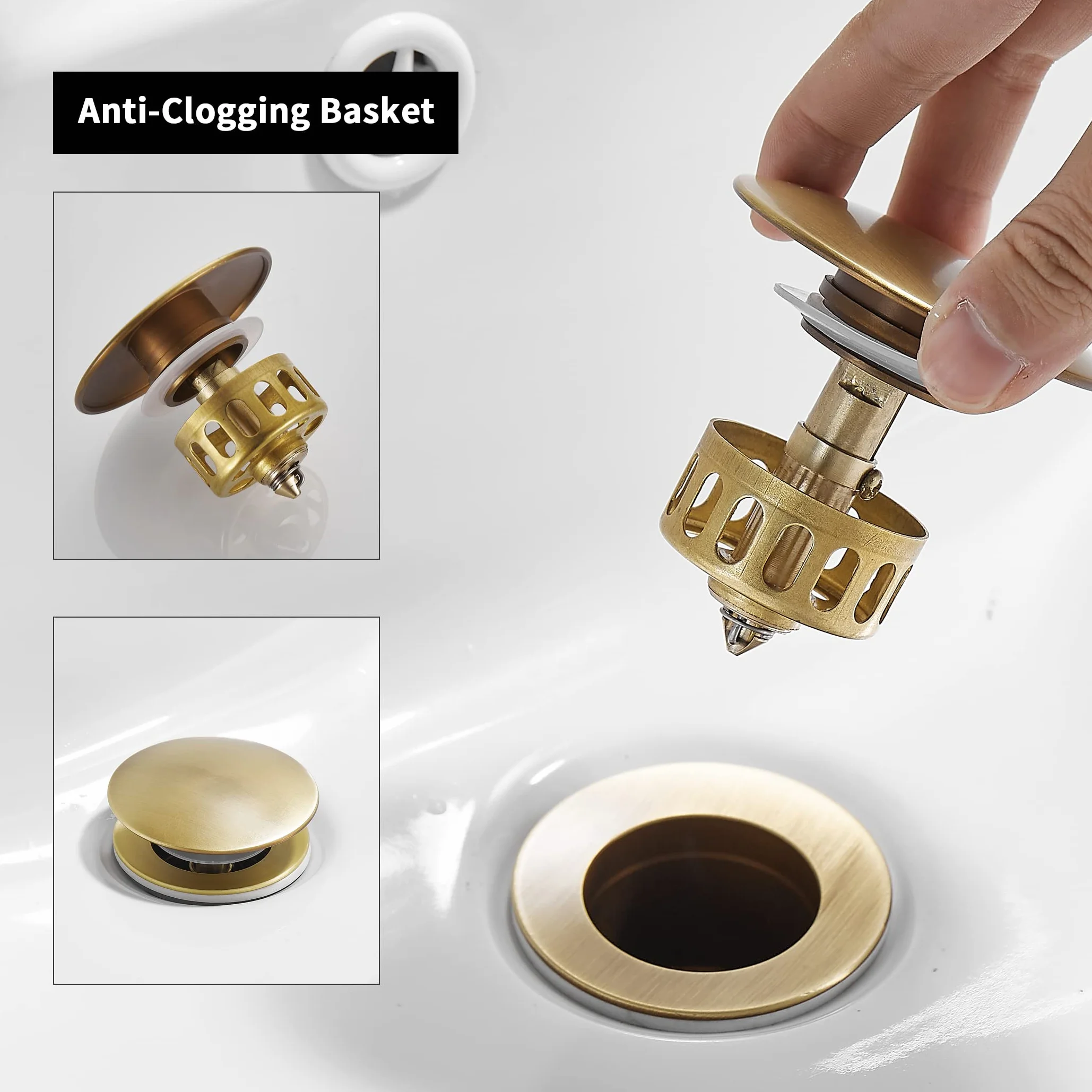 Lavello per Lavabo Pop-Up Antico Piletta Click Clack Retrò con Cestello Filtrante Universale