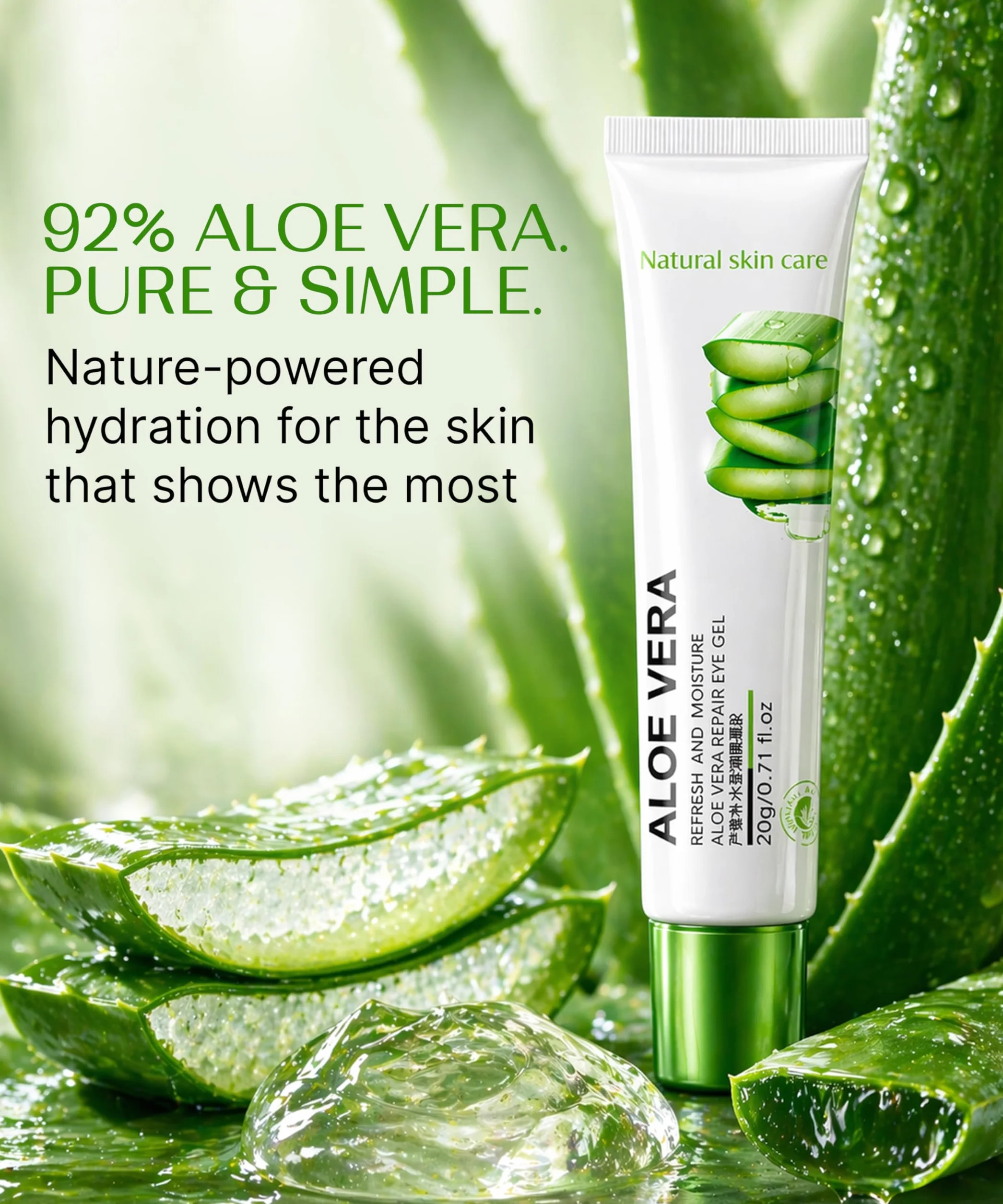BIOAQUA Crema gel contorno occhi idratante all'aloe vera Riduce le occhiaie Idrata Borse senza occhi Garantite 20 g