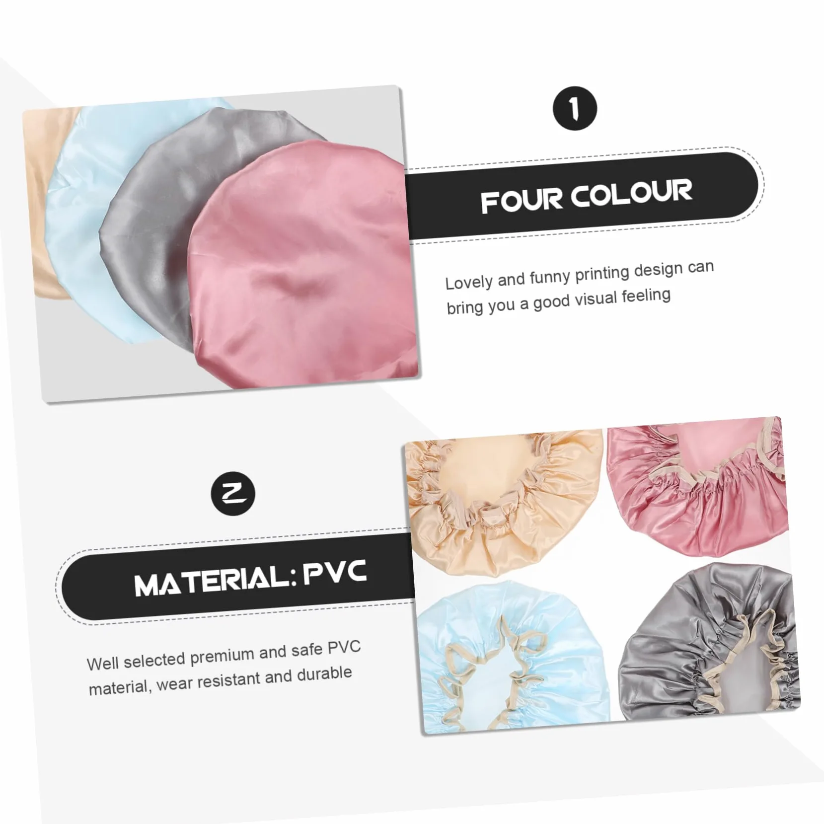 FRCOLOR 12pezzi Cuffie Impermeabili Peva Cuffie Per Elastiche e Riutilizzabili Per Spa e Rosa Grigio