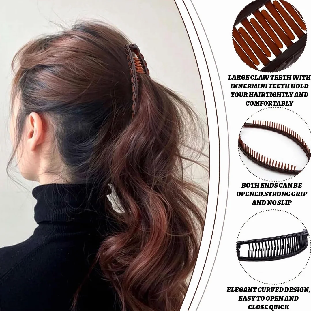 4 Fermagli per Capelli a Banana, Banana Clip Pettine per Capelli, in Resina, per Capelli e Banane, per Coda di Cavallo, Accessori per Lo Styling dei Capelli a Incastro, per Donne e Ragazze