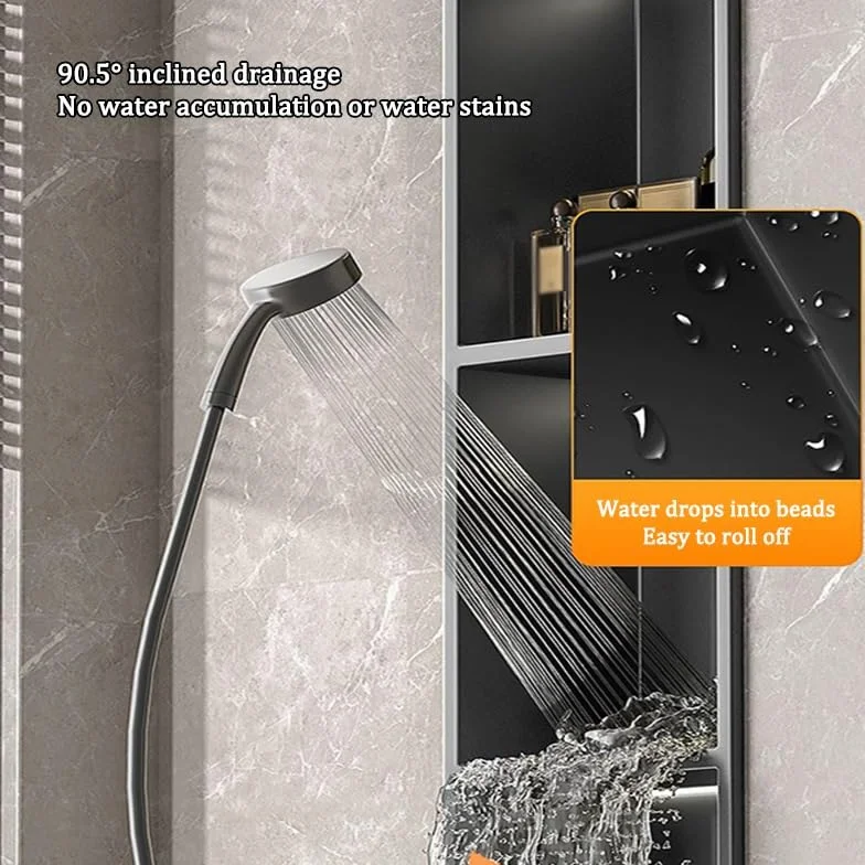 Nicchia da Parete in Acciaio Inossidabile, Nicchia Doccia Incassata con Luce LED, Mensola Organizer Impermeabile per Bagno, Nero 120x28