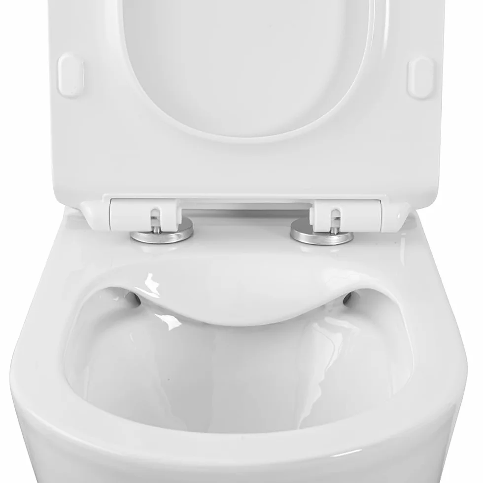 WC Filomuro Monoblocco Rimless Ceramica Bianco Lucida Linea Tygo 38x62x82,5 cm Sedile Soft-Close