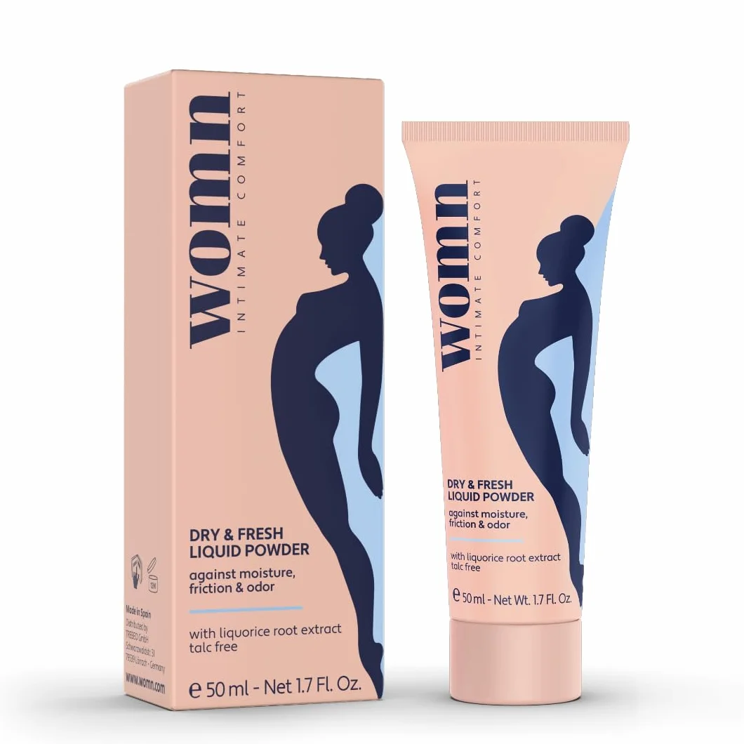 womn Intimate Comfort Dry & Fresh Liquid Powder 50 ml – Polvere Liquida Senza Talco per Zona Intima, Inguine e Sotto il Seno – Assorbe il Sudore, Riduce Sfregamenti e Odori