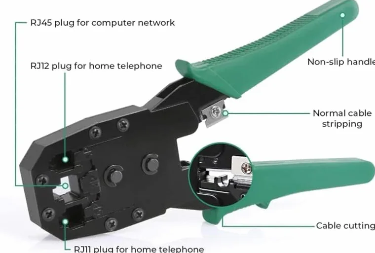 SQUADO Pinza Crimpatrice RJ11 RJ12 RJ45 8P 6P 4P Per Cavo Ethernet Lan Rete Telefono
