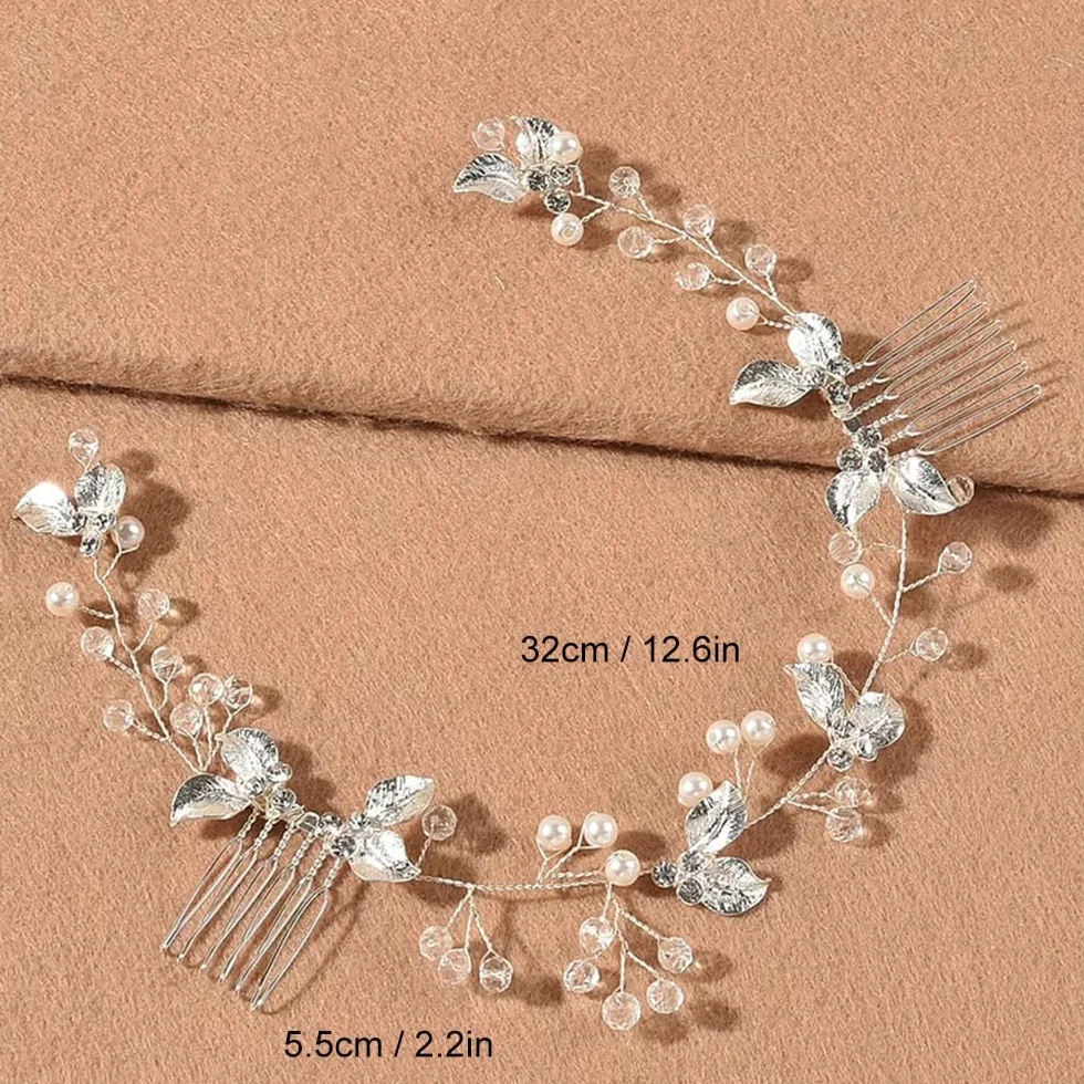 4 Pezzi Accessorio per Capelli da Sposa Pettini per Capelli da Sposa e Forcine a U con Strass Perla Nuziale Decorativo Cerchietto Festa di Nozze per Donne e Ragazze (Argento)