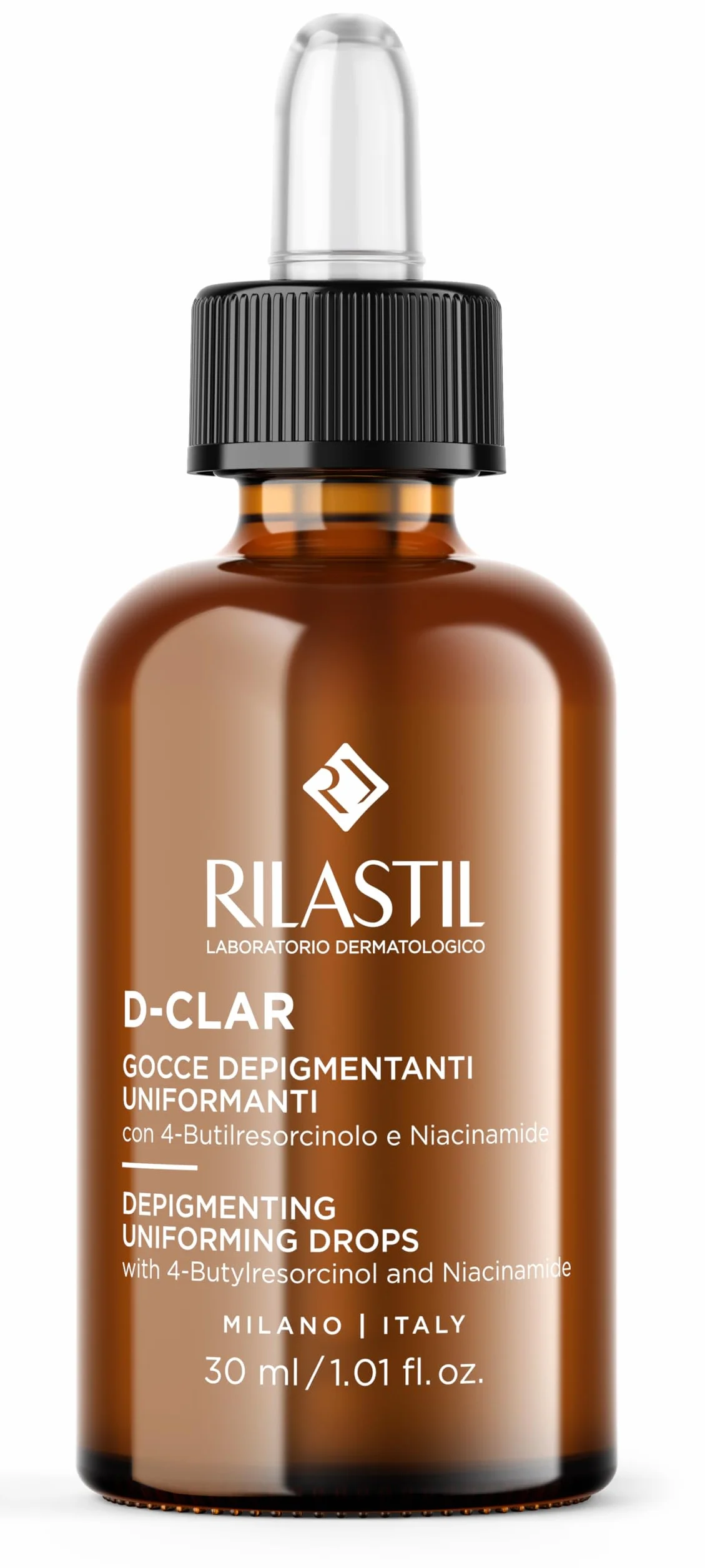 Rilastil D-Clar Concentrato Depigmentante in Gocce, Trattamento Intensivo per Macchie Solari, Melasma, Iperpigmentazioni per Tutti i Tipi di Pelle, Formato 30ml