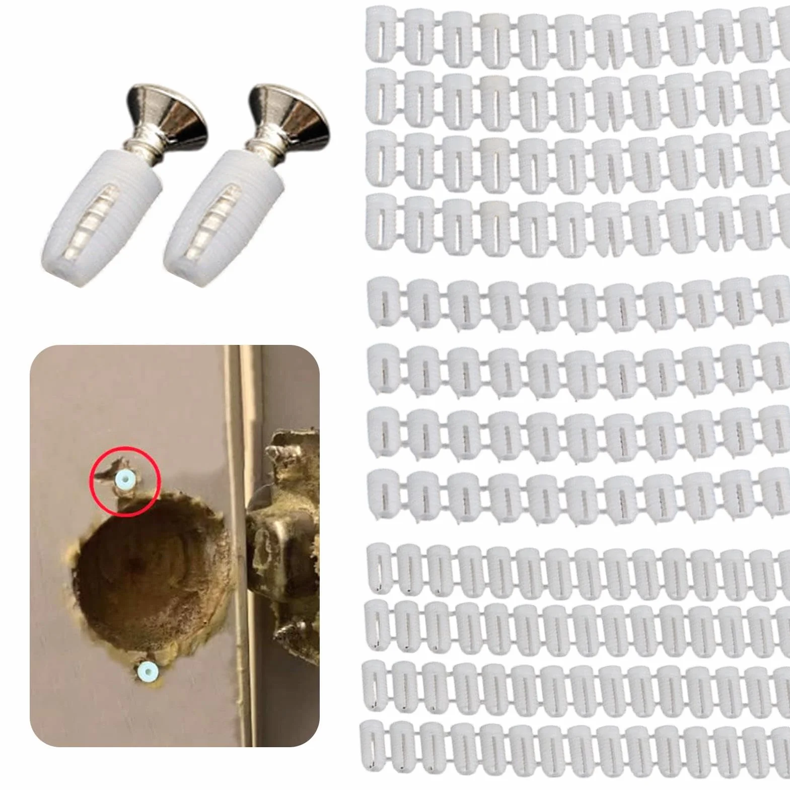 Tasselli di Espansione per Cerniere 300 Pezzi, Inserti in Plastica Bianca per Pannelli Mobili Armadio Scrivania Sedia