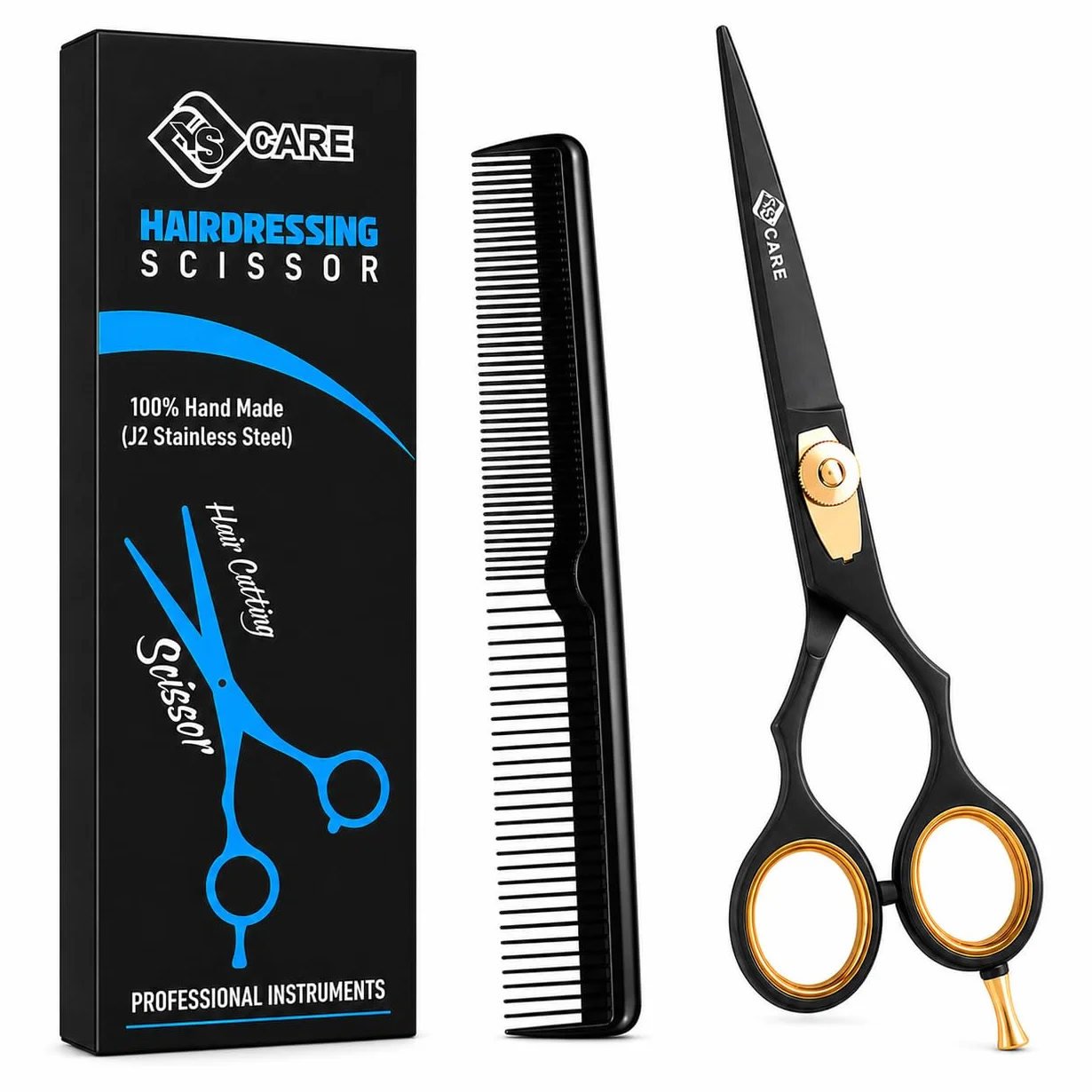 YSCARE Forbici Da Parrucchiere Forbici Affilate Premium in Acciaio Inox Da per Il Taglio Dei Capelli Ideali per Parrucchieri Barbieri uomini (Dritto, 6.5)