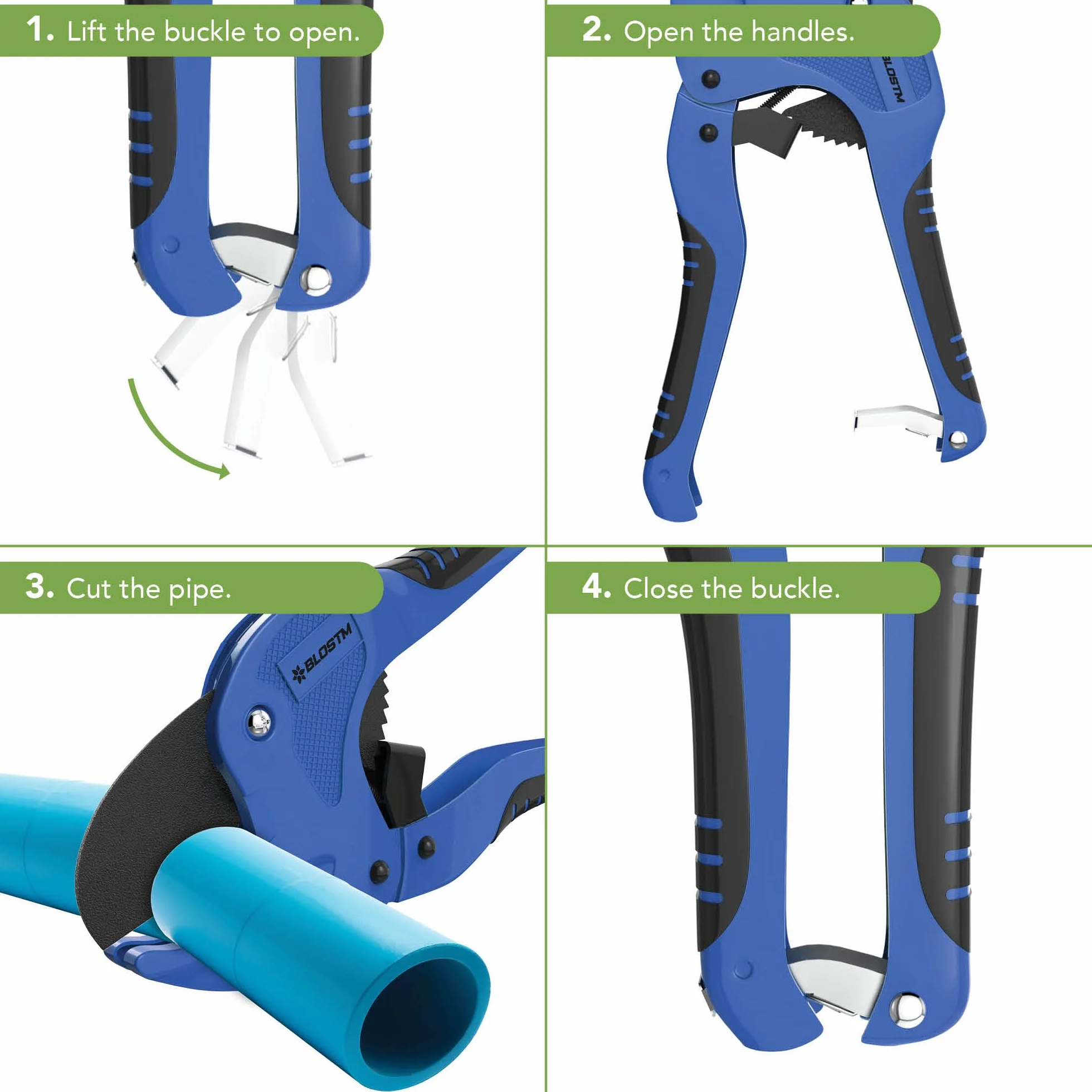 BLOSTM Tagliatubi a cricchetto 42 mm per tubi PVC PEX PPR gomma