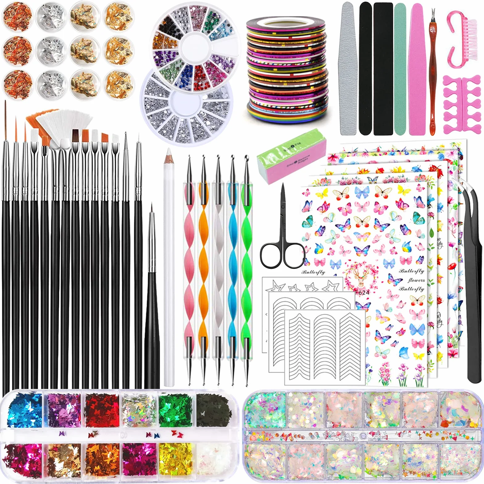Kit per Nail Art,23 Pezz Nail Art Design Set Kit,Kit per Nail Art,5 Pcs Dotting Pen,30 Rotoli Nastro della Striatura,per lo Starter kit per Nail art da Donna