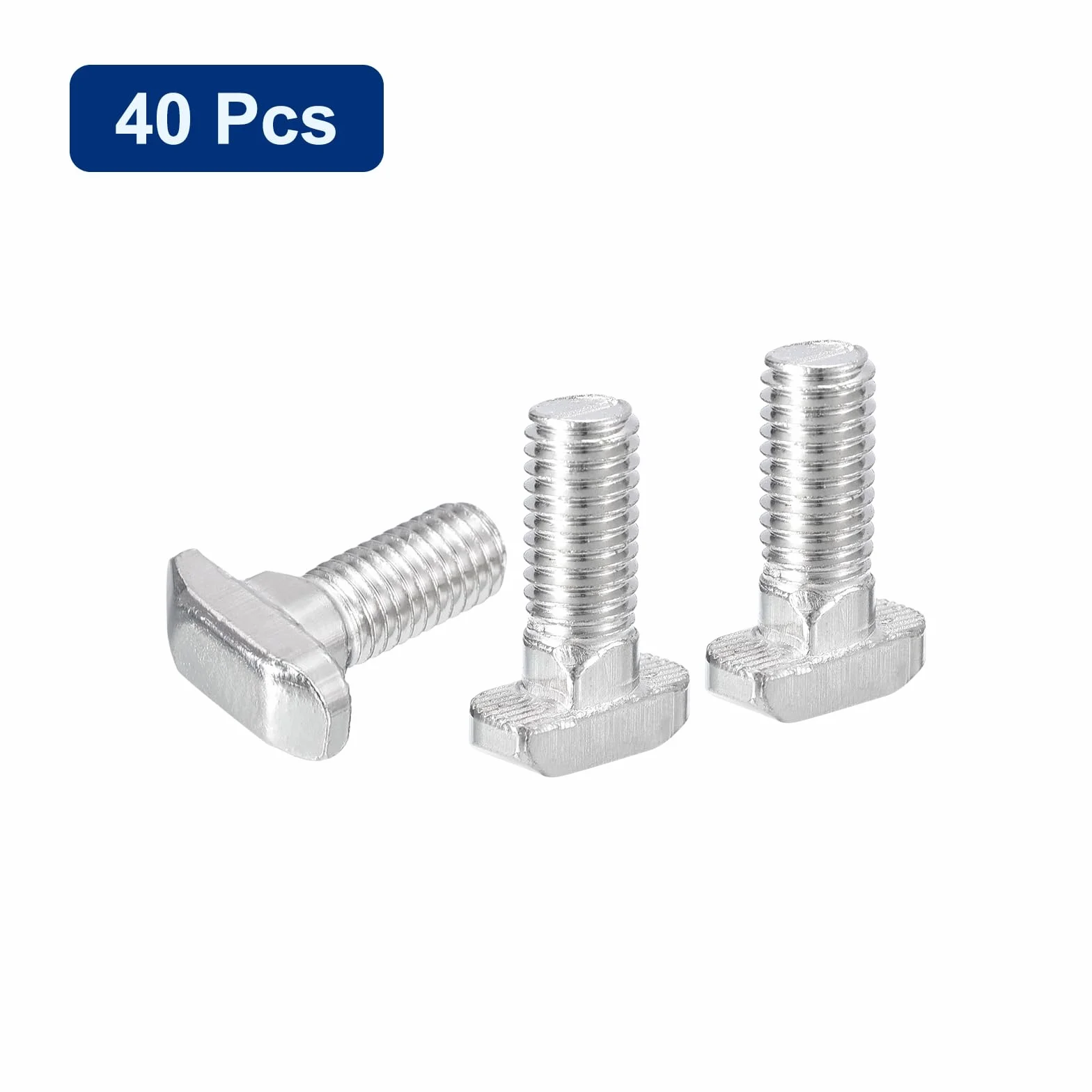 Bulloni a T-Slot M8 x 20mm per Profilo Alluminio Serie 4040, Acciaio Carbonio Nichelato, Argento, 40 Pezzi